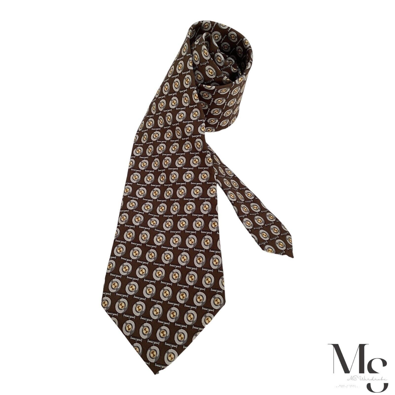 Trussardi TRUSSARDI Brown Novelty Luxury Designer Silk Tie Italy W: 3. Size ONE SIZE - 2 Thumbnail