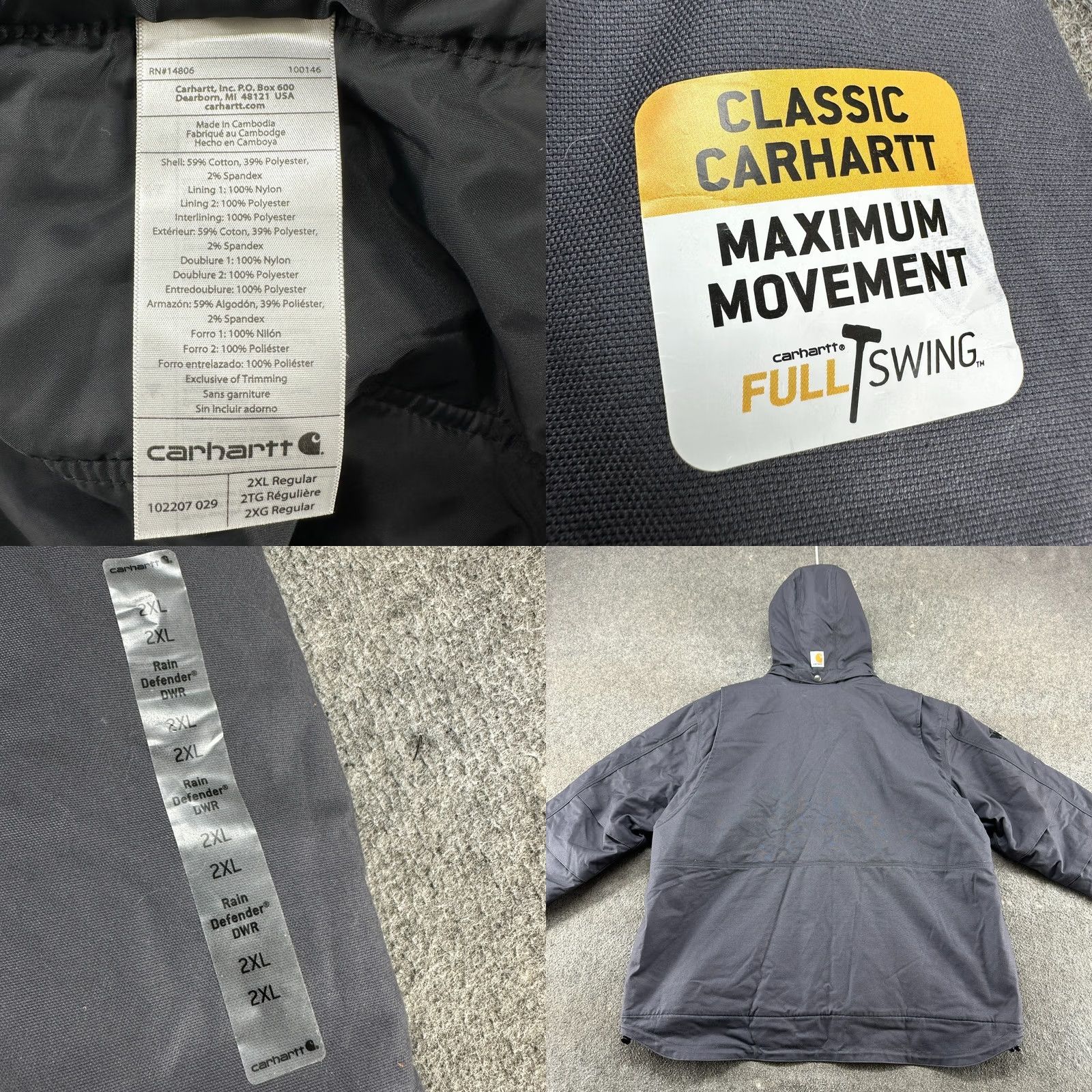 Carhartt Carhartt Jacket Mens 2XL Grey Parka Hooded Full Zip Canvas Workwear Full Swing Size US XXL / EU 58 / 5 - 8 Thumbnail