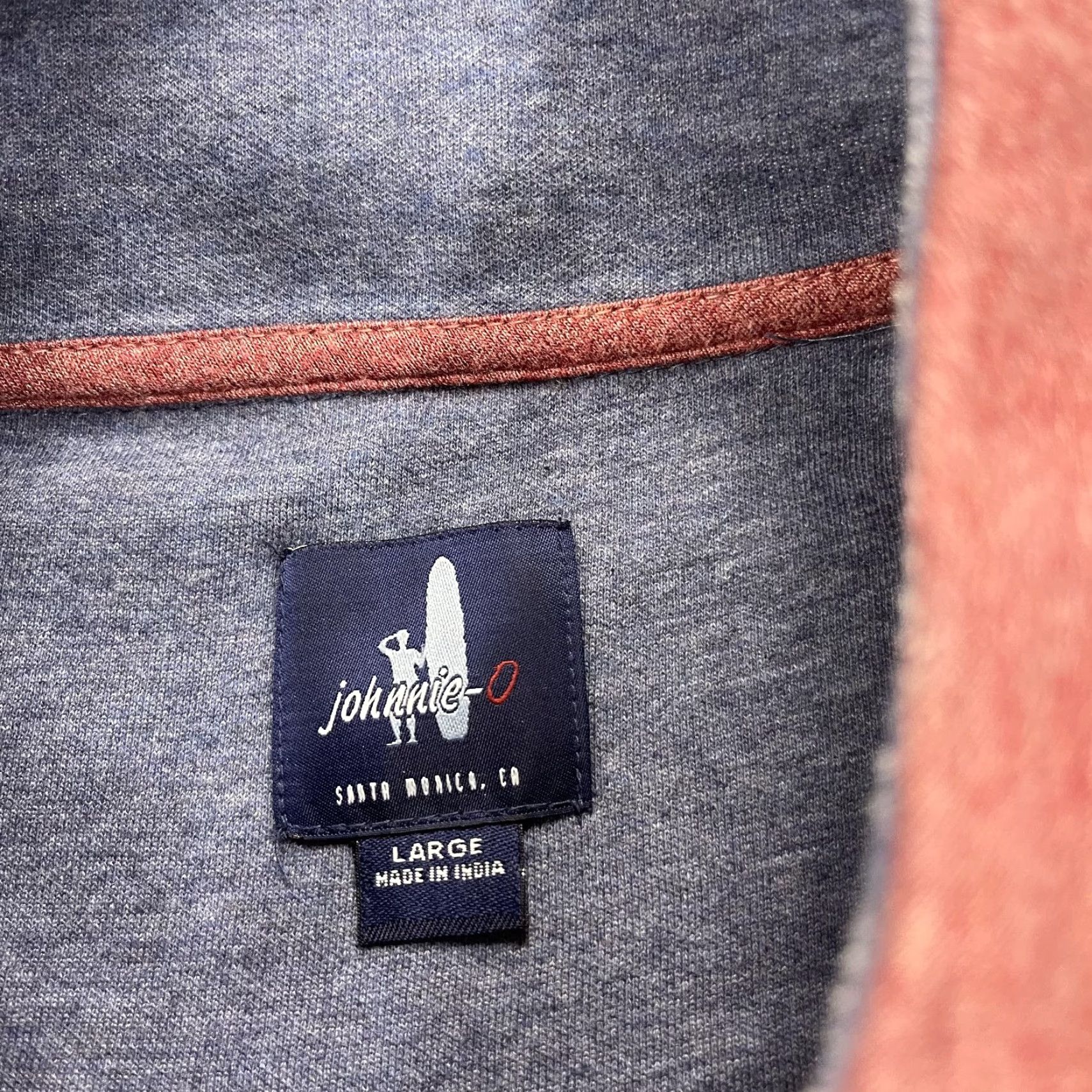 johnnie-O johnnie-O Sweater Mens Large Red Pink 1/4 Zip Mock Neck Golf Blend Size US L / EU 52-54 / 3 - 5 Thumbnail
