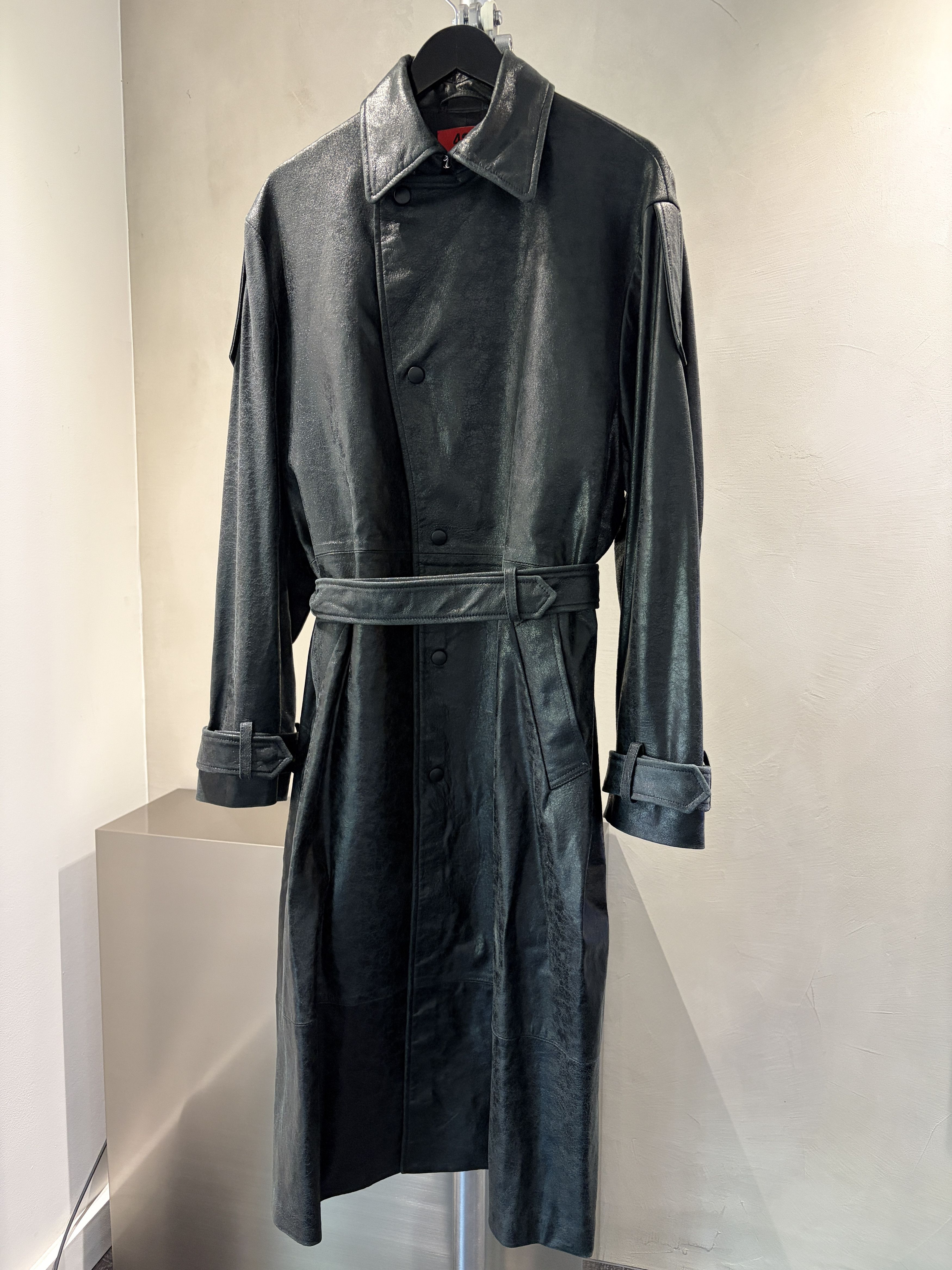424 424 Paper Effect Distressed Leather Trench Coat Size US S / EU 44-46 / 1 - 4 Thumbnail