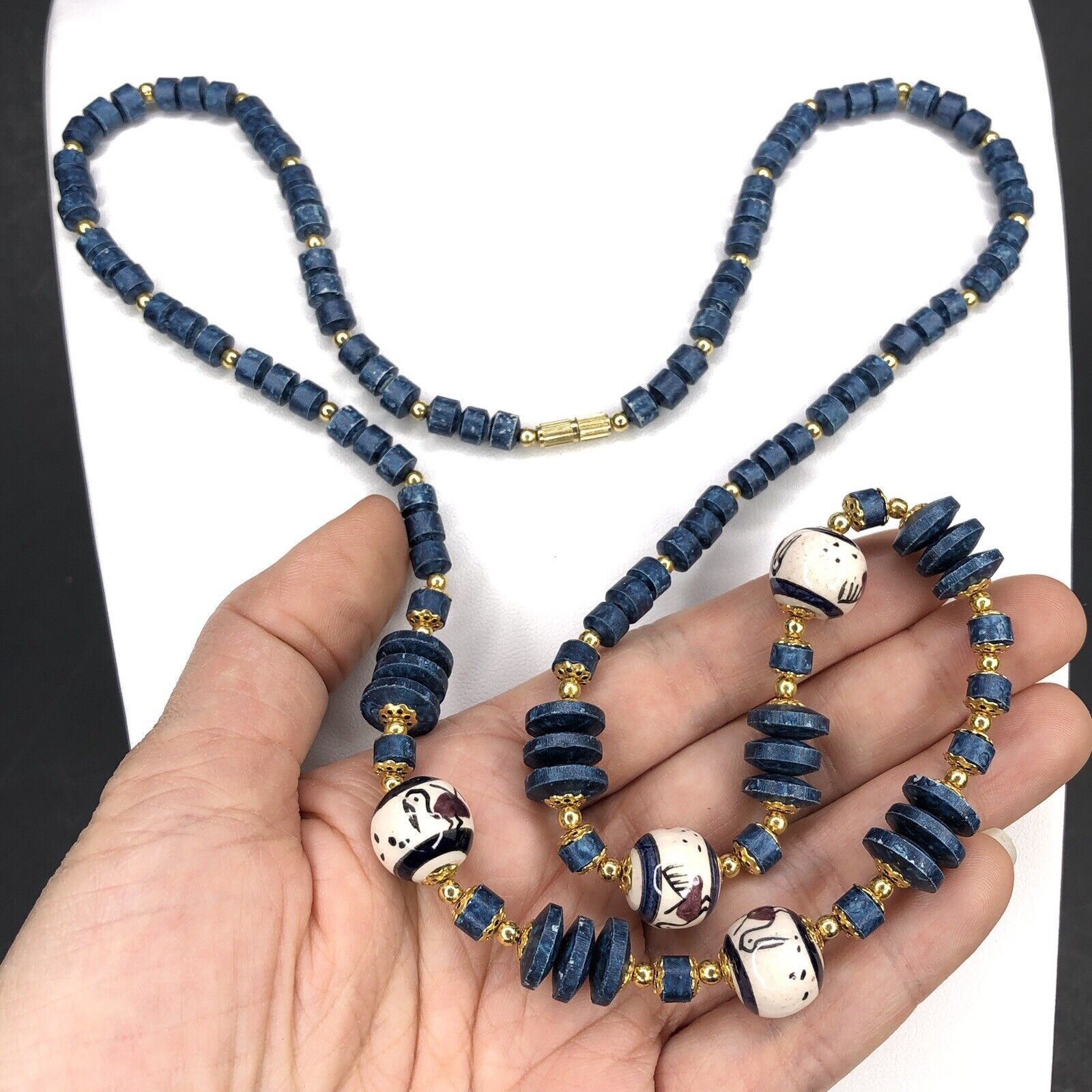Other Native America Zuni Bird Blue Beaded Necklace 29" Long Size ONE SIZE - 5 Thumbnail