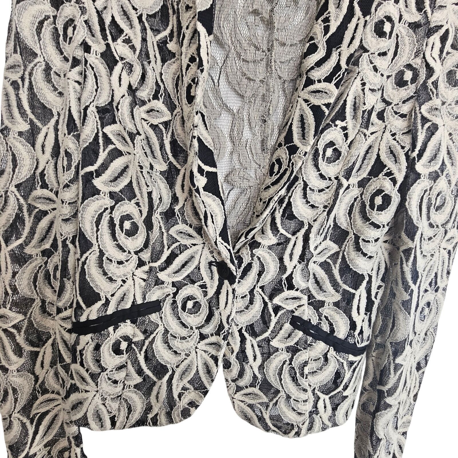 I.N.C NEW INC International Concepts Black Ivory Lace Blazer S Size S / US 4 / IT 40 - 3 Thumbnail