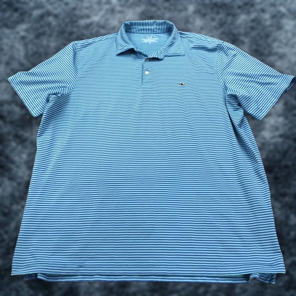 Vineyard Vines Vineyard Vines Polo Shirt Mens XL Blue Whale Striped Performance Golf Shirt Size US XL / EU 56 / 4 - 1 Thumbnail