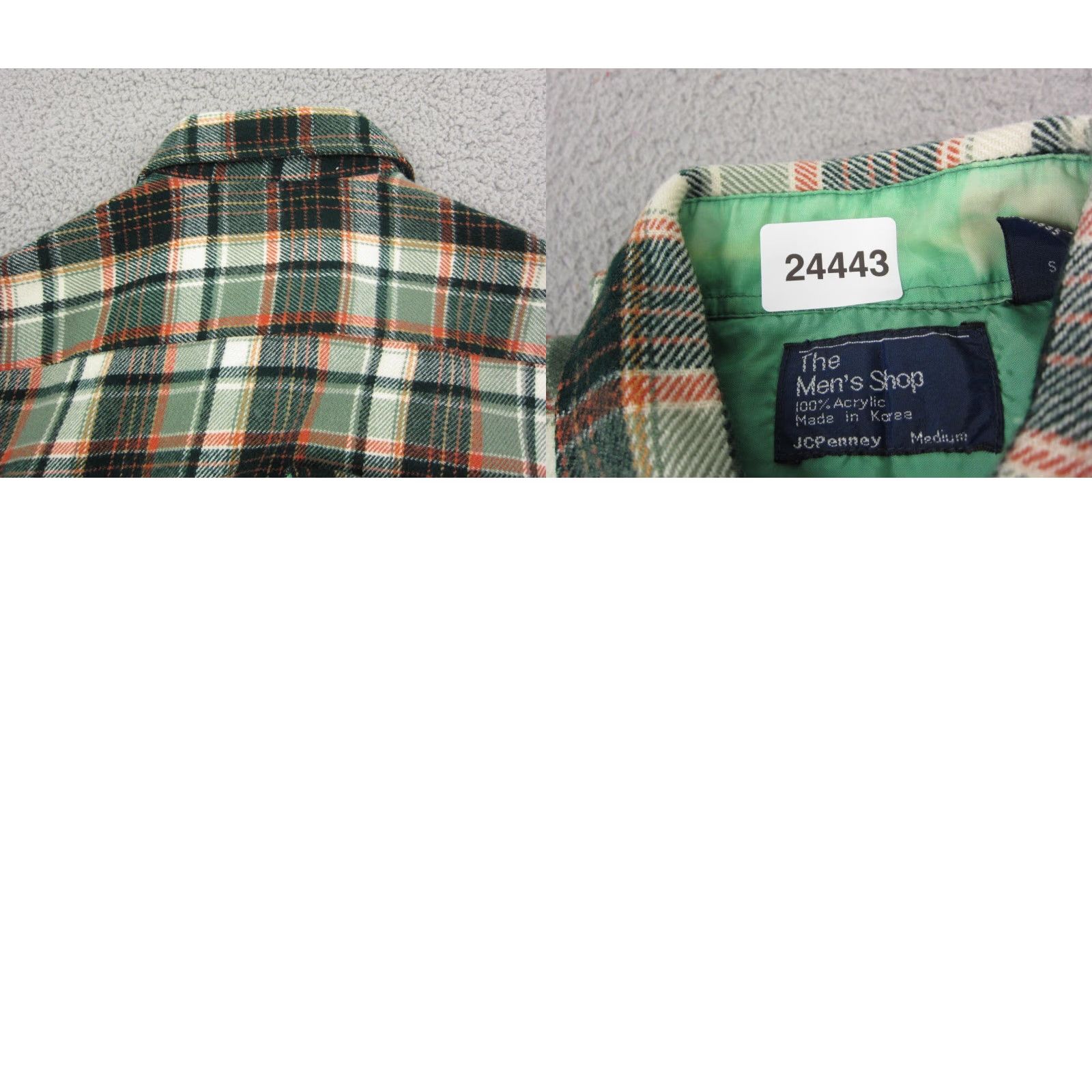 JCPenney VINTAGE JC Penney Shirt Mens Adult Medium Green Orange Flannel Button-Up 60s 70s 80s USA Size US M / EU 48-50 / 2 - 9 Thumbnail