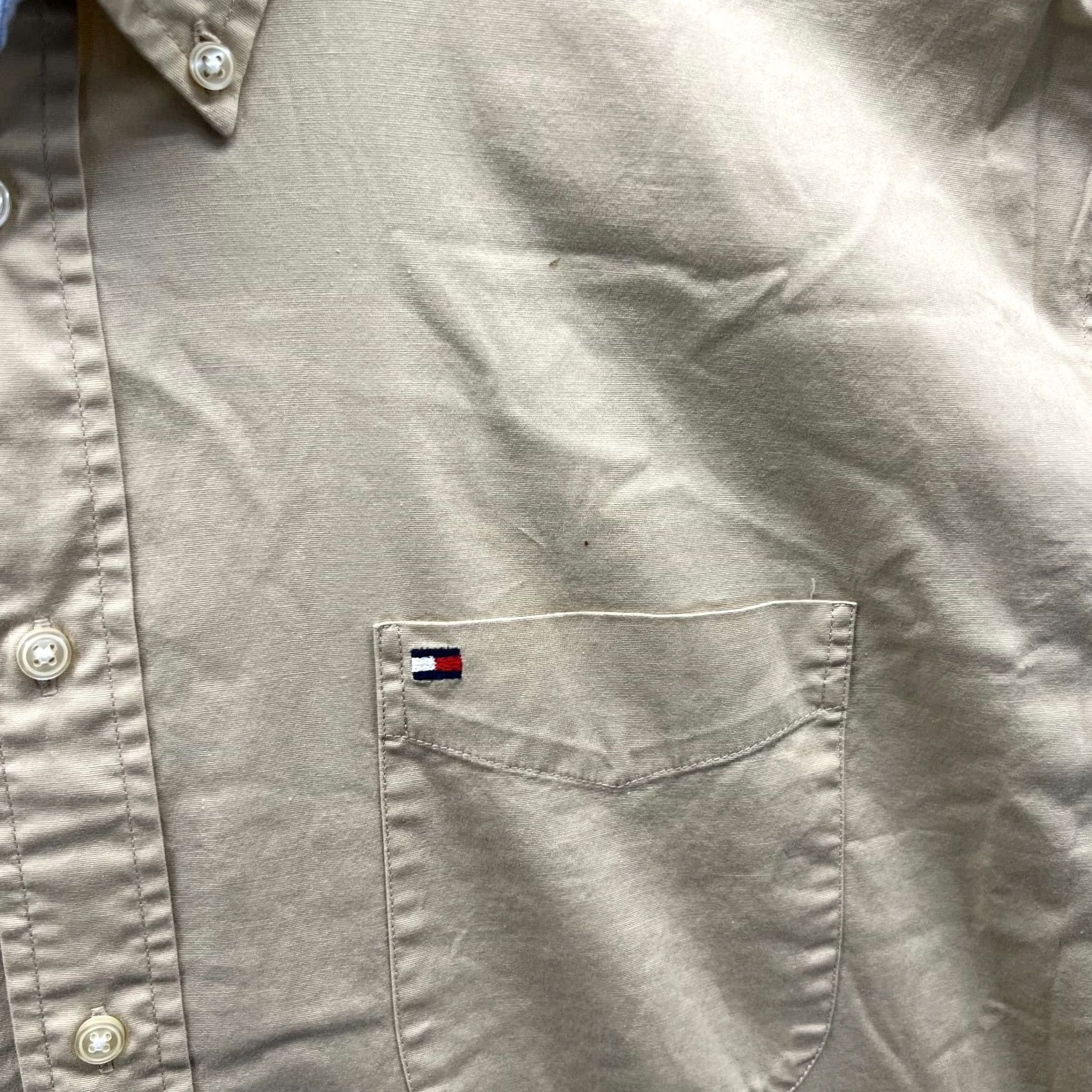 Tommy Hilfiger VINTAGE Tommy Hilfiger Shirt Mens XL Tan Casual Button Up Pocket Outdoors Camp Vintage Outdoors Camp Shirt XL Mens Beige Size US XL / EU 56 / 4 - 5 Thumbnail