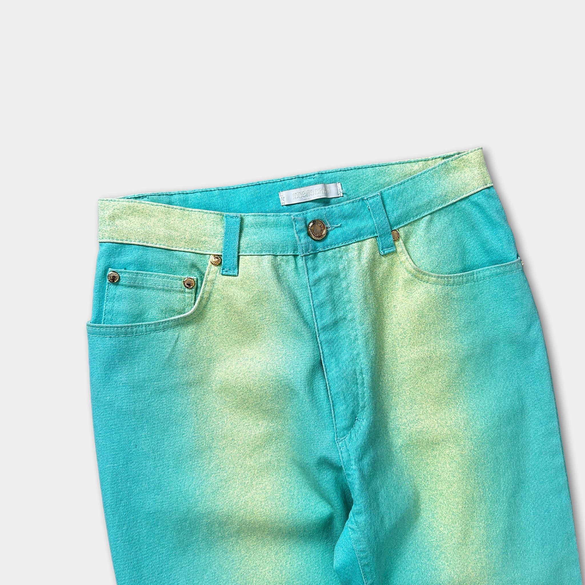 Just Cavalli Just Cavalli 2000's Turquoise Tie-Dye Gradient Jeans Size 28" / US 6 / IT 42 - 2 Thumbnail