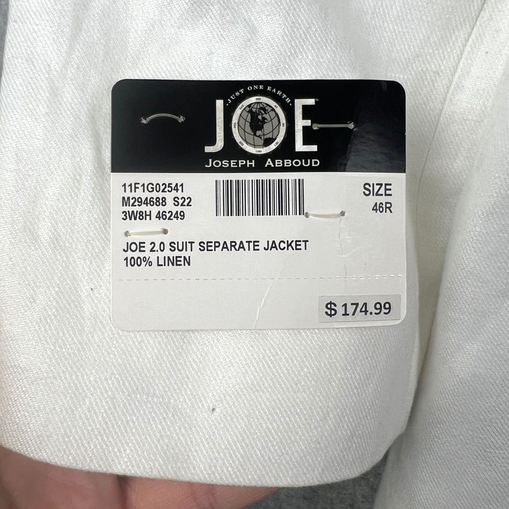 Joseph Abboud Joseph Abboud Sport Coat Blazer 46R Slim Mens White Jacket NWT Size 46R - 4 Thumbnail