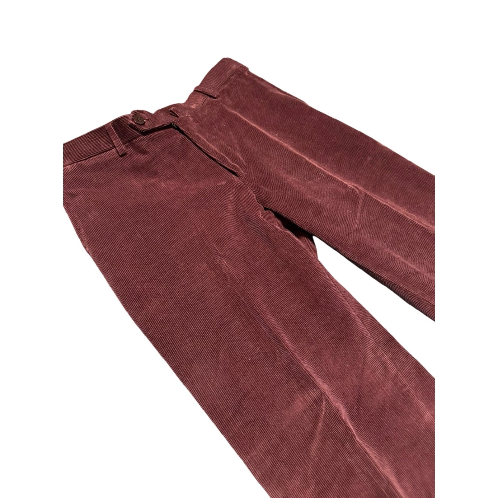 Isaia ISAIA Napoli Corduroy Pants Flat Front Dress Trouser Italy 48 9R (US 32) Red Slim 5-Pocket Design Dress Pants Men Size US 32 / EU 48 - 3 Thumbnail