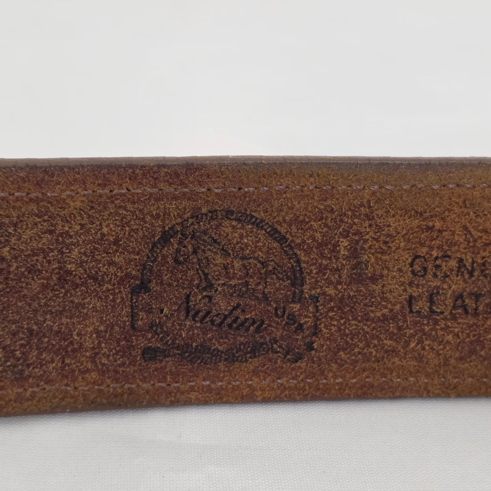 Vintage Nadim Western Belt Genuine Leather Size 38 Brown USA Buckle Accents 1 3/8 in Belt Men Size 38 - 4 Thumbnail