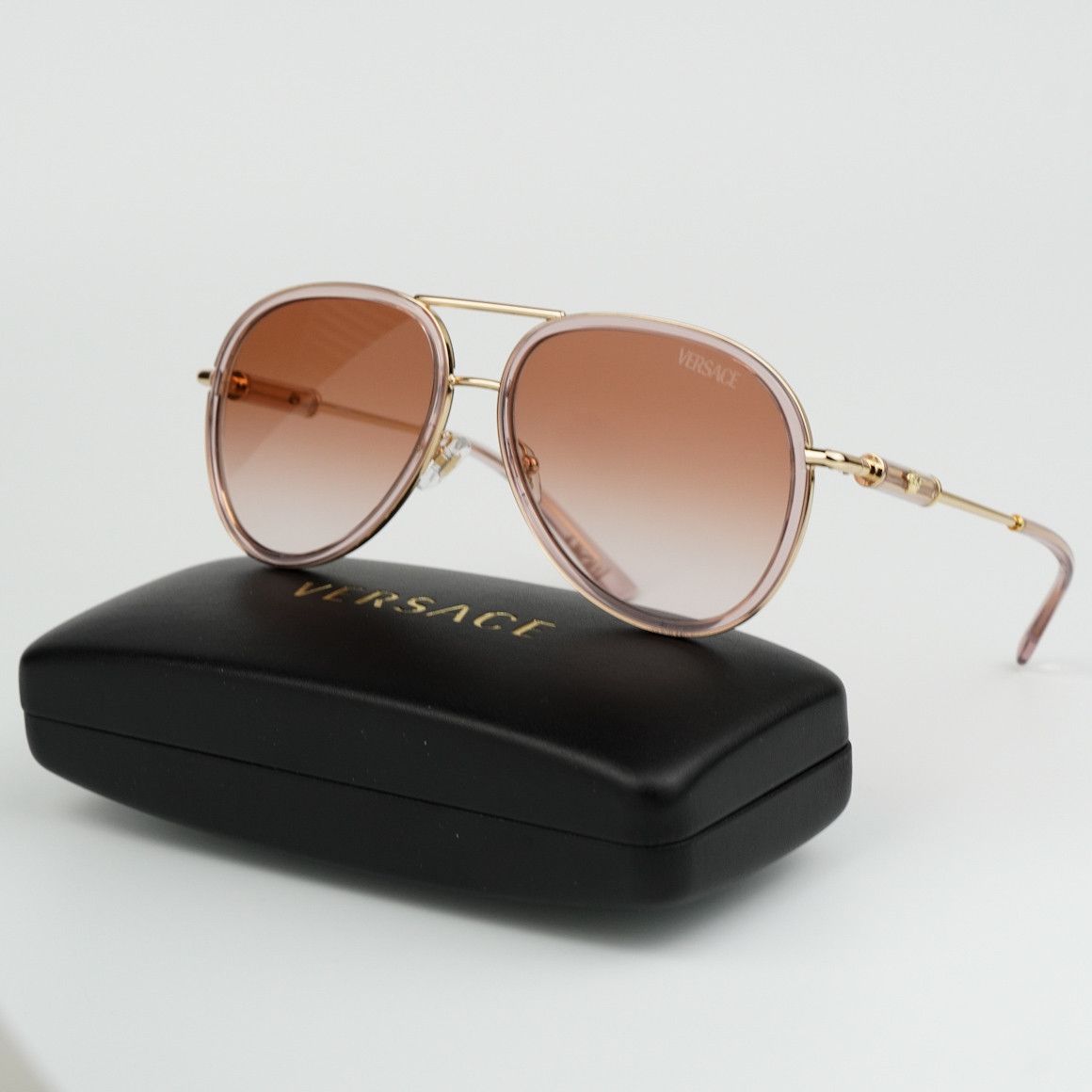 image of New Versace Ve2260 Medusa Roller 100213 Sunglasses Ve 2260 in Brown Transparent/Pink Gradient, Wome