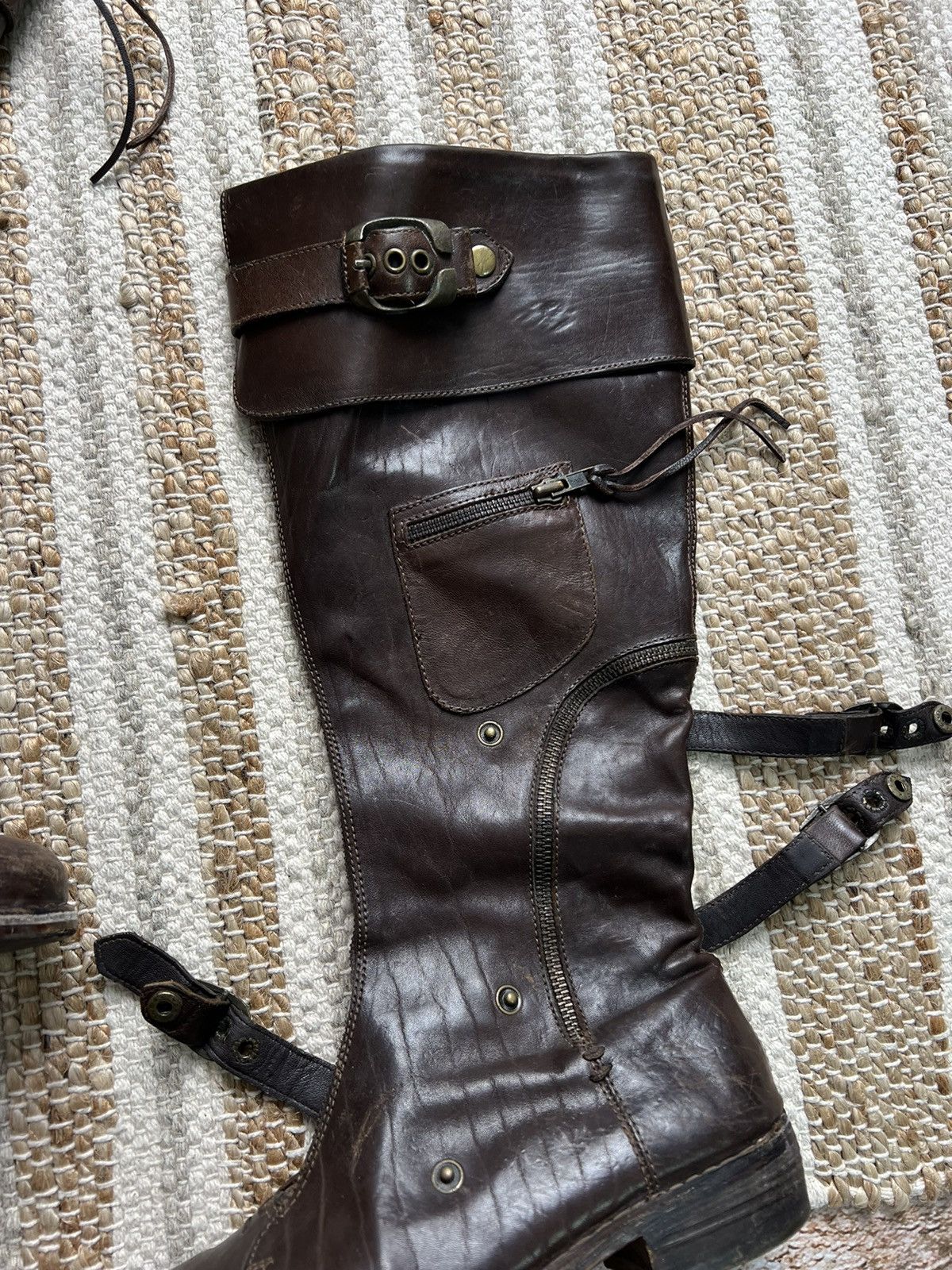 Vintage Vintage leather belted zippers high boots Size US 9 / IT 39 - 3 Thumbnail