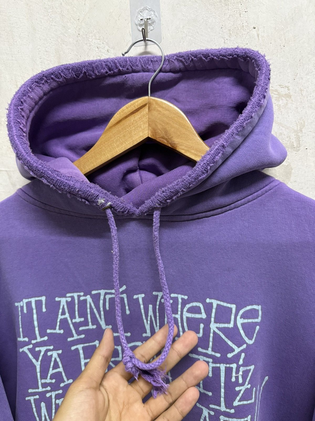 Stussy Distressed 2000s Stussy Wording Hoodie Size US L / EU 52-54 / 3 - 3 Thumbnail