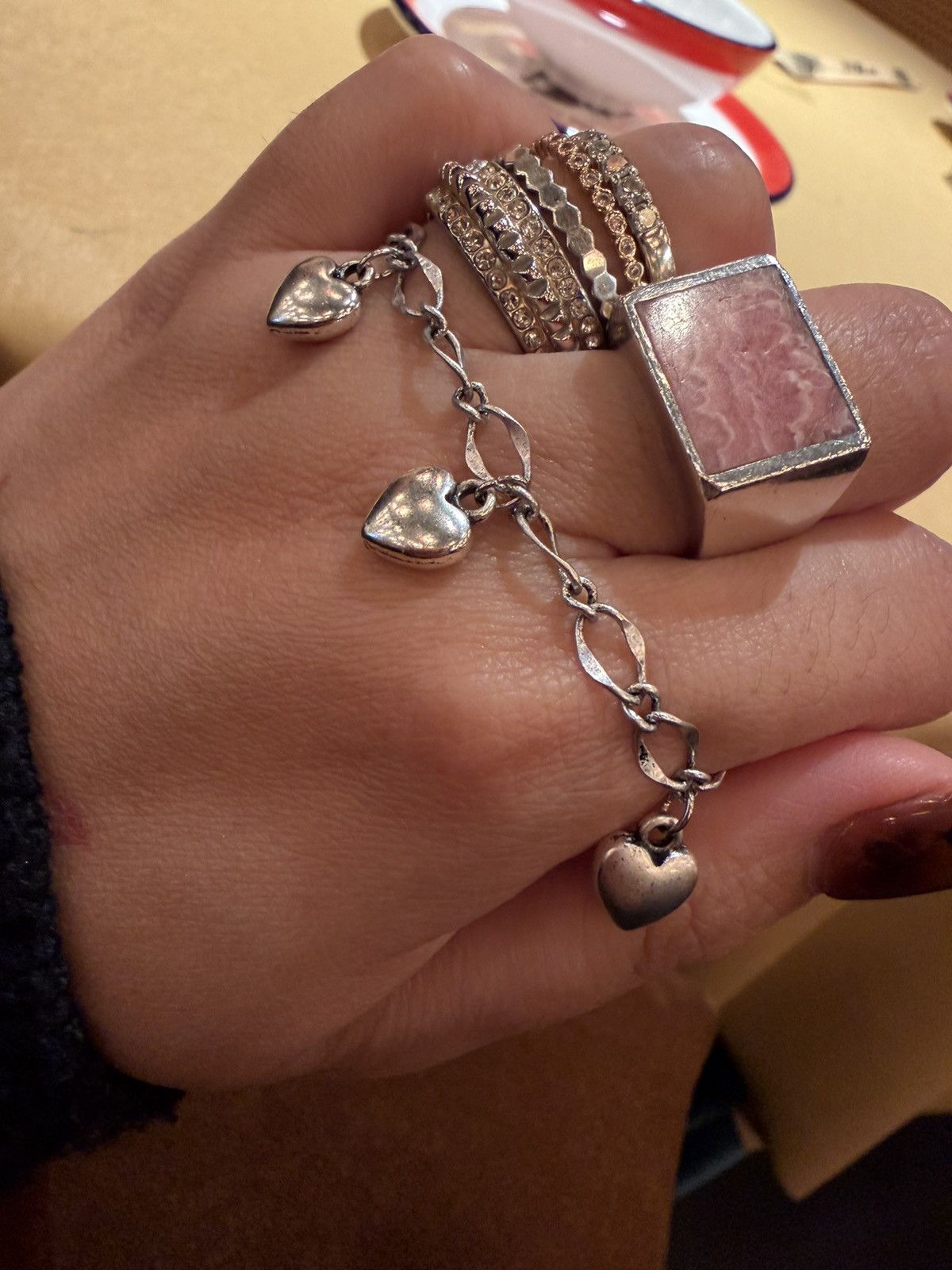 Brandy Melville Brandy melville Silver Bracelets with Heart charm Size ONE SIZE - 3 Thumbnail