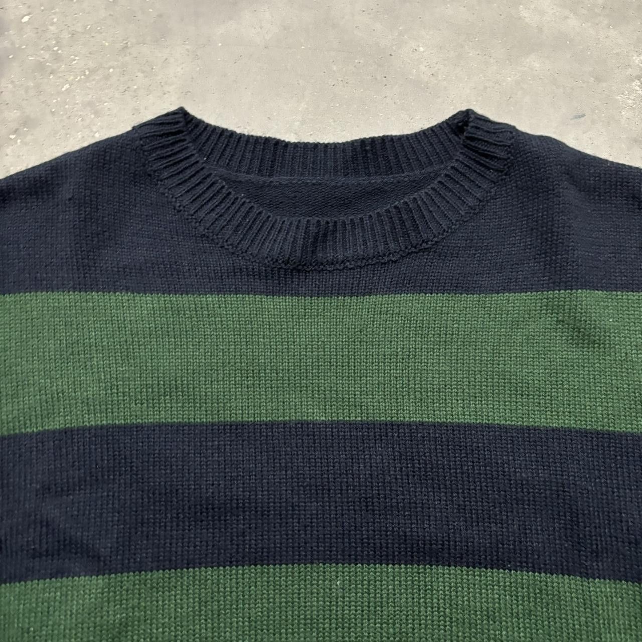 Japanese Brand × Vintage Crazy Vintage Y2K/2000s Grunge Green Striped Emo Essential Sweater! Size S / US 4 / IT 40 - 2 Thumbnail