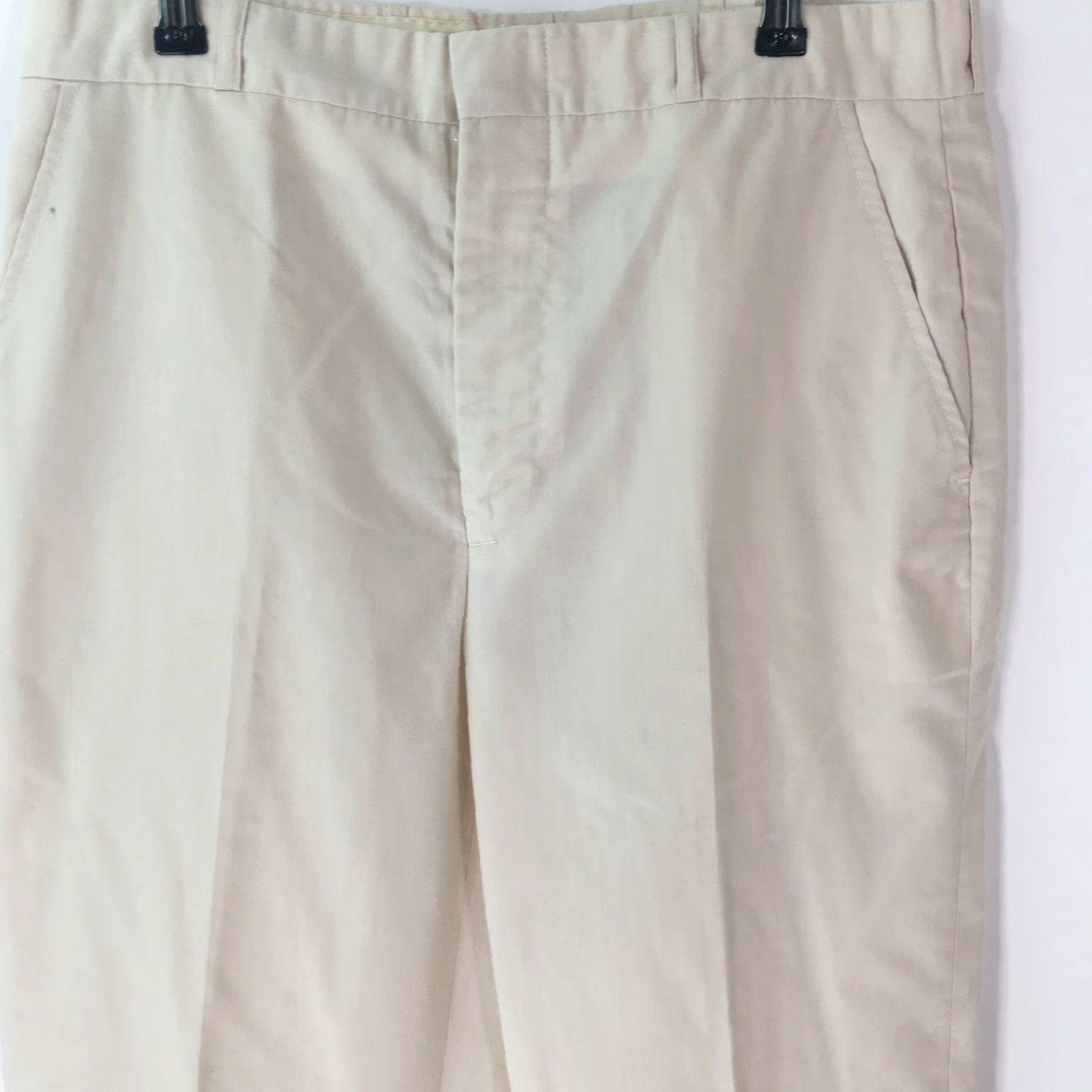 Vintage NB Mens Beige Dress Pants Flat Front Mid Rise 32X34 Regular Fit Straight Leg 34 Inseam Pants Mens NB Beige Solid Flat Front Dress Pants Size US 32 / EU 48 - 2 Thumbnail
