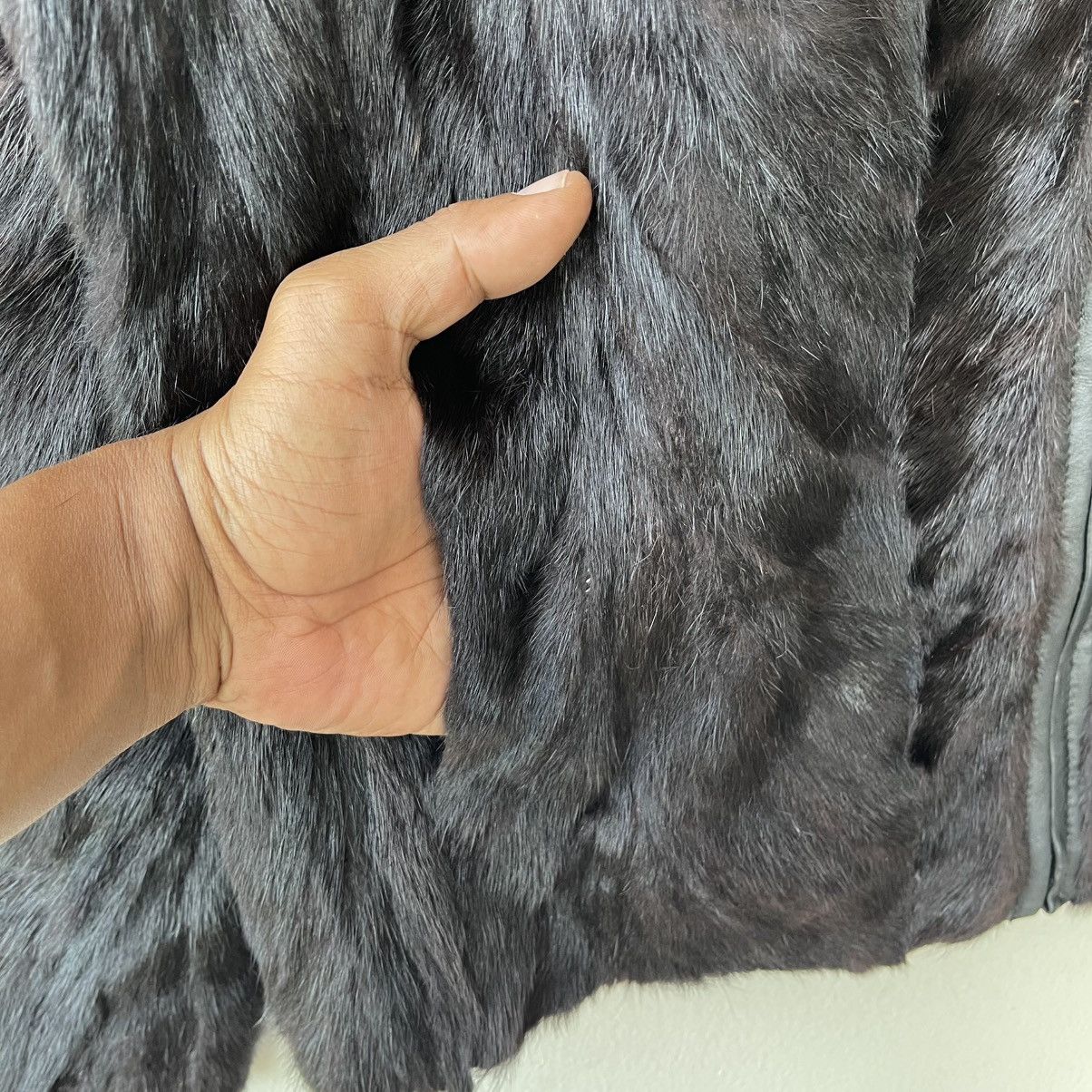 Vintage Real Mink Fur Zip-Up Blouson - Glossy Black (Vintage) Size US M / EU 48-50 / 2 - 9 Thumbnail