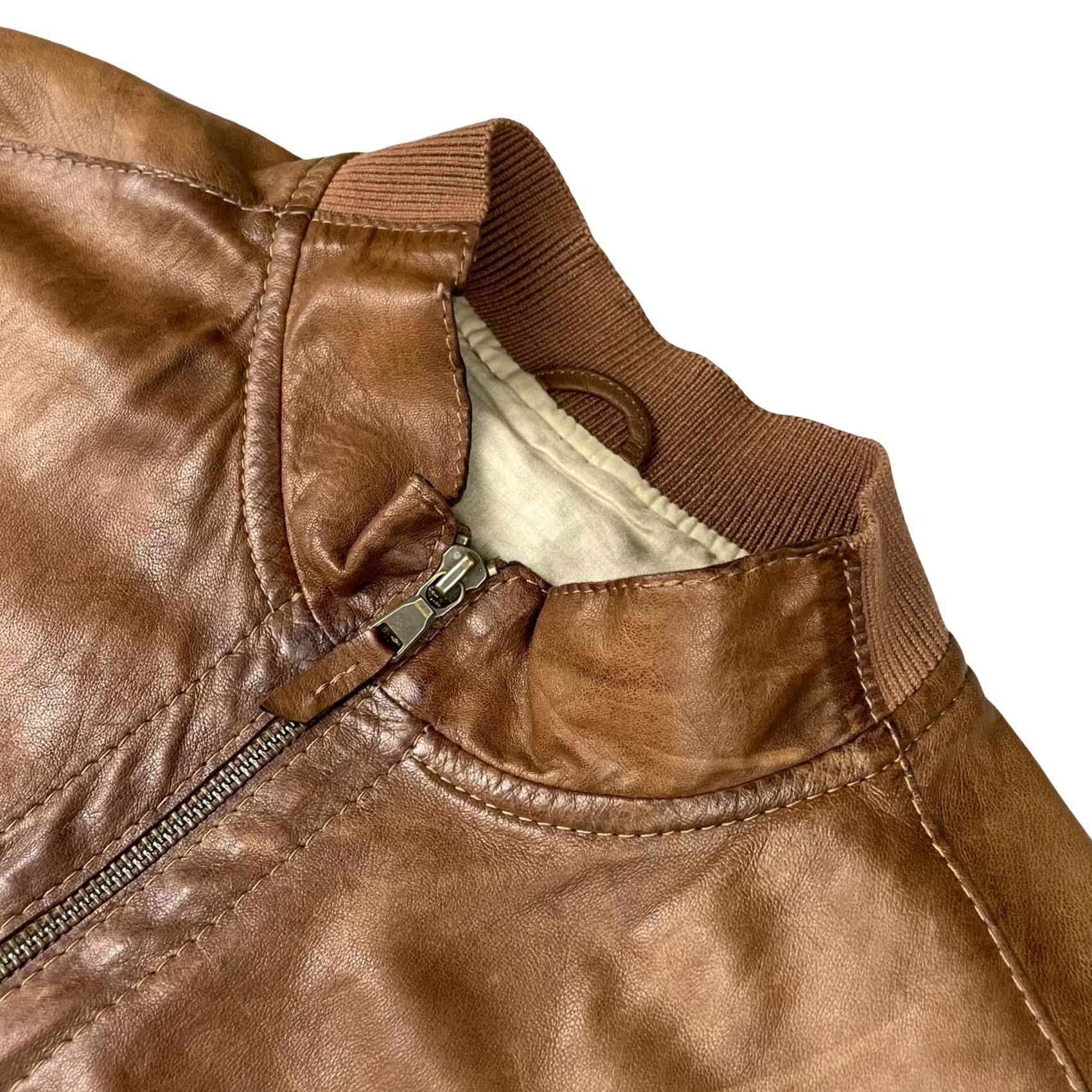 Vintage VINTAGE Gimo's Leather Bomber Jacket Brown Mens Medium Italy Size US M / EU 48-50 / 2 - 2 Thumbnail
