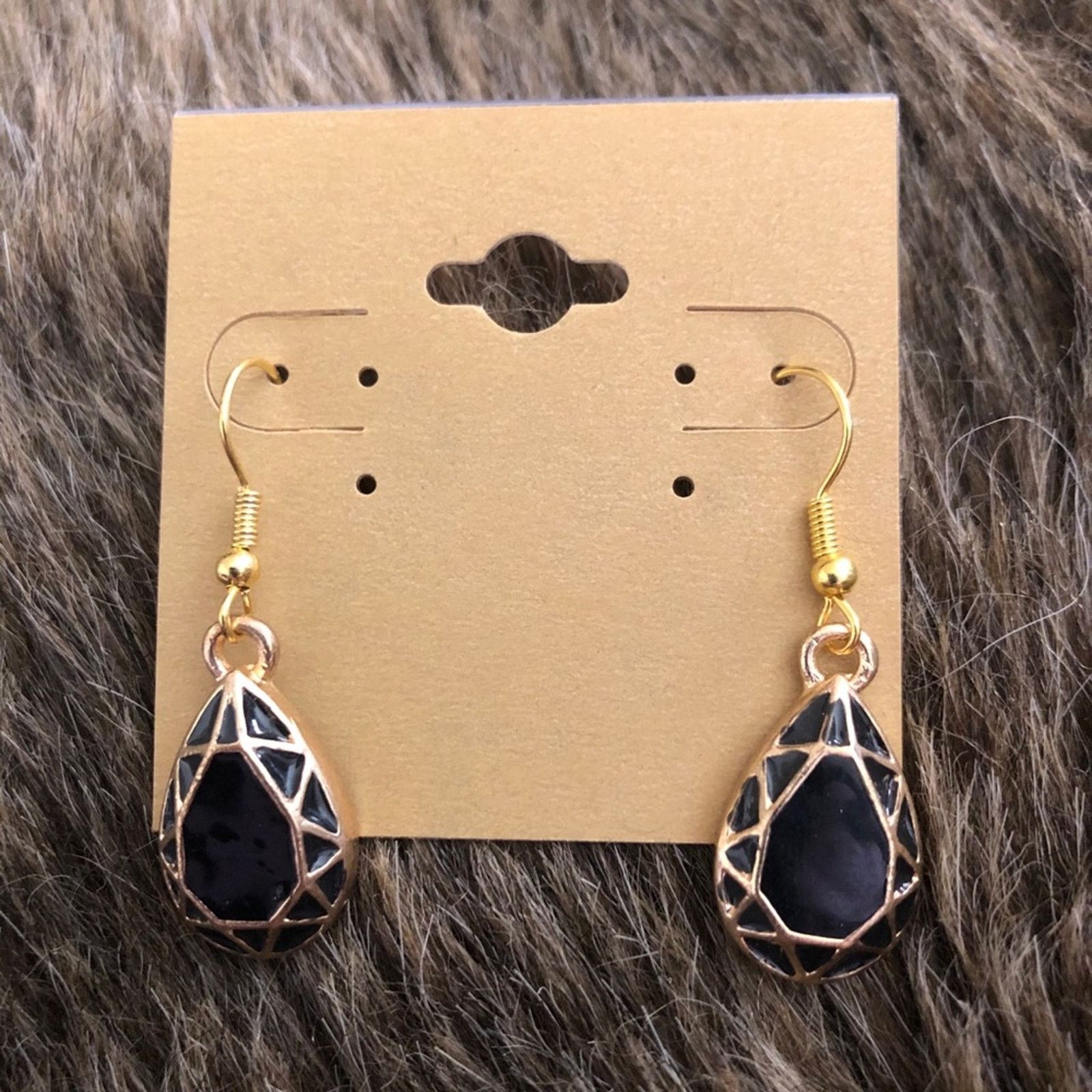Vintage Vintage repurpose black enamel gold tone earrings Size ONE SIZE - 2 Thumbnail