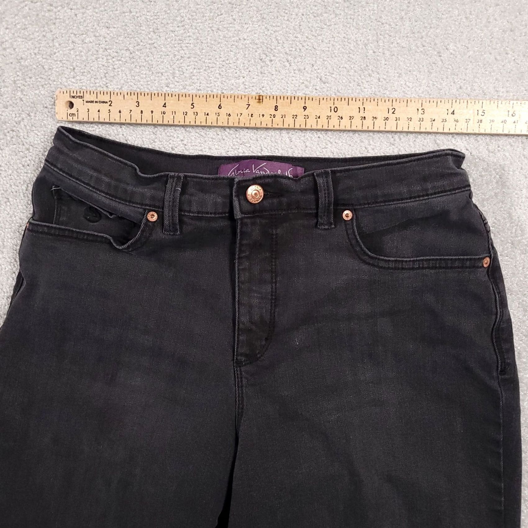 Gloria Vanderbilt Gloria Vanderbilt Amanda Jeans Women's 10 Short Denim Black Stretch Straight Leg Jeans Size 32" / US 10 / IT 46 - 4 Thumbnail