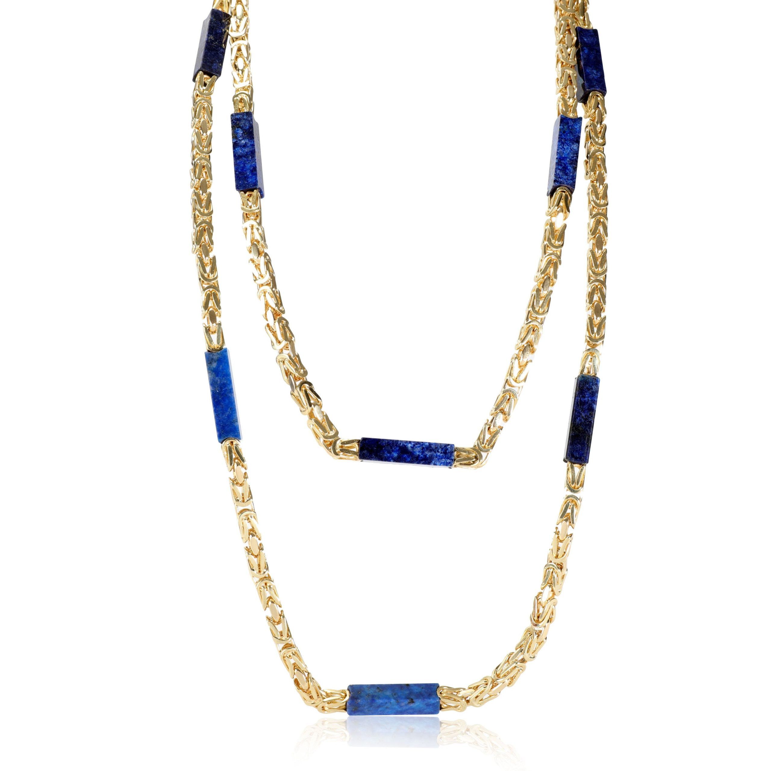 image of Tiffany Co Vintage Lapiis Lazuli 10 Station Necklace In 18K Yelllow Gold in Yellow, Women's