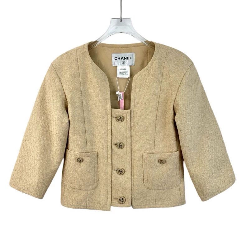 Chanel Chanel Beige Gold Button Short Jacket - dmc Size US XXS / EU 40 - 1 Thumbnail