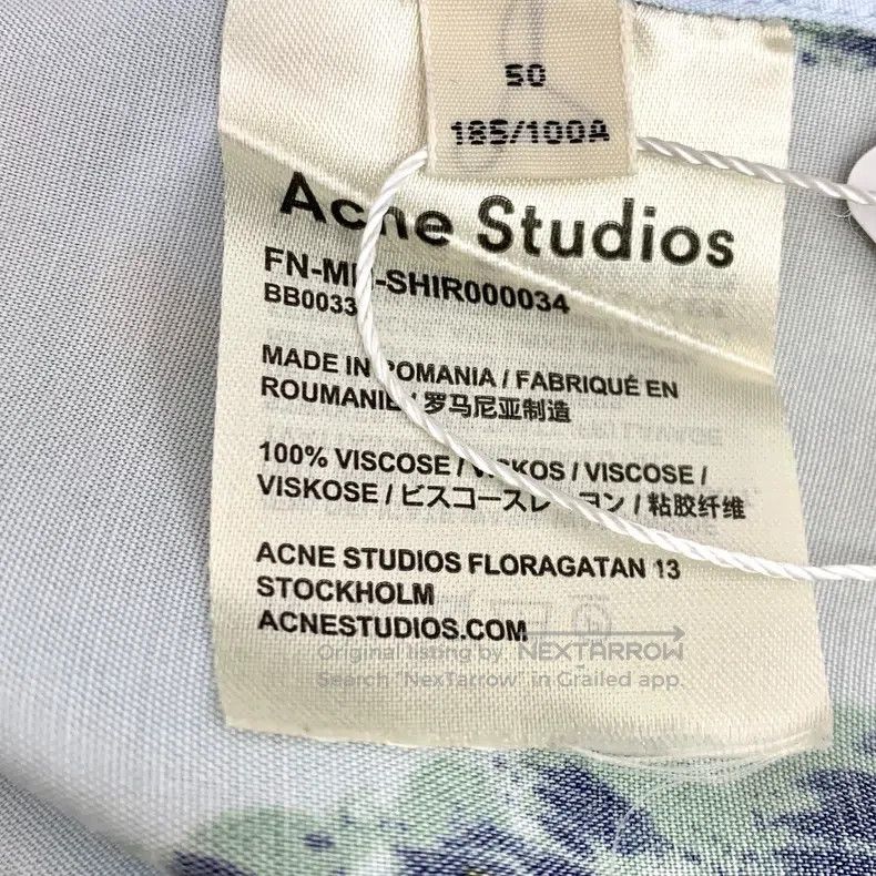 Acne Studios Acne Studios Light Blue Floral Print All-Over Printed Coll Size US M / EU 48-50 / 2 - 6 Thumbnail