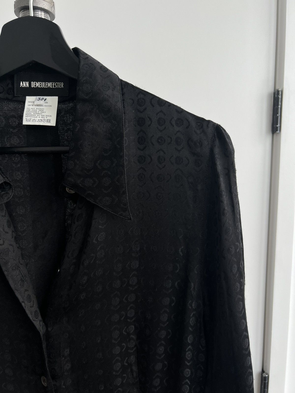 Ann Demeulemeester AW95 Black Patterned Belted Shirtdress Size XS / US 0-2 / IT 36-38 - 2 Thumbnail