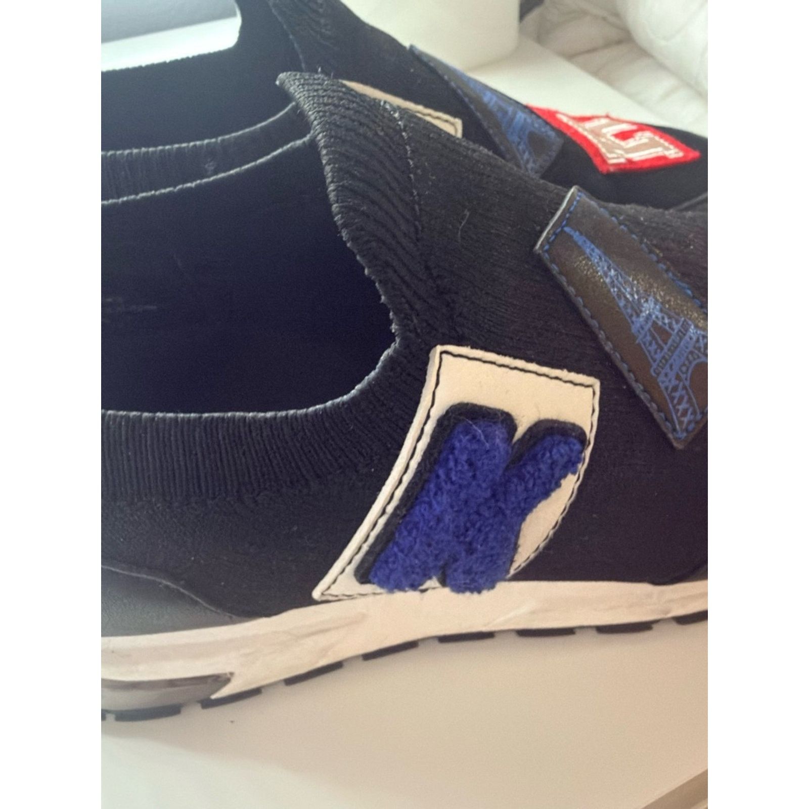 Karl Lagerfeld Karl Lagerfeld Black Slip-On Sneakers with Red, Blue Size US 8.5 / IT 38.5 - 3 Thumbnail