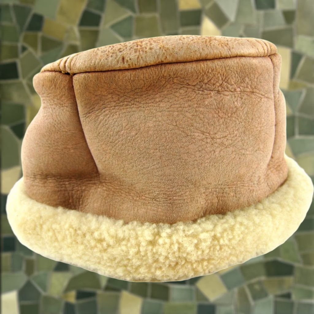Eddie Bauer VINTAGE Eddie Bauer Hat Women Tan Brown Sheepskin Leather Shearling Fur S 80s 90s Size ONE SIZE - 1 Thumbnail