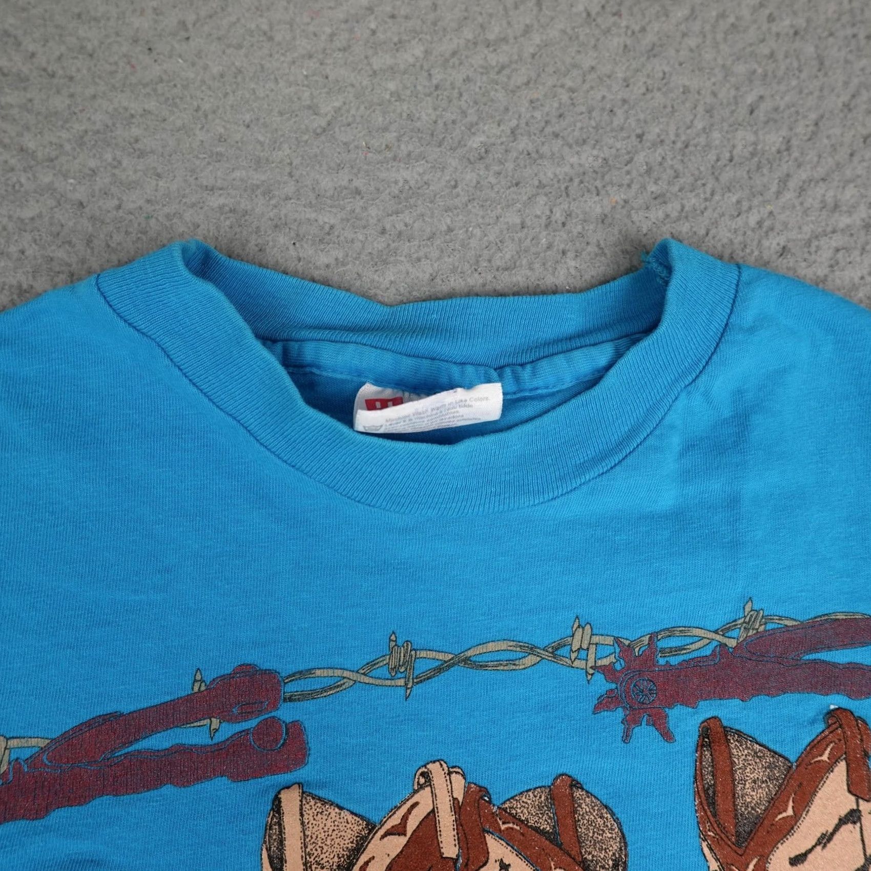 Hanes VINTAGE Hanes Beefy-T Shirt Mens XL Blue Cowboy Boots Graphic Long Sleeve 90s USA Made Size US XL / EU 56 / 4 - 4 Thumbnail