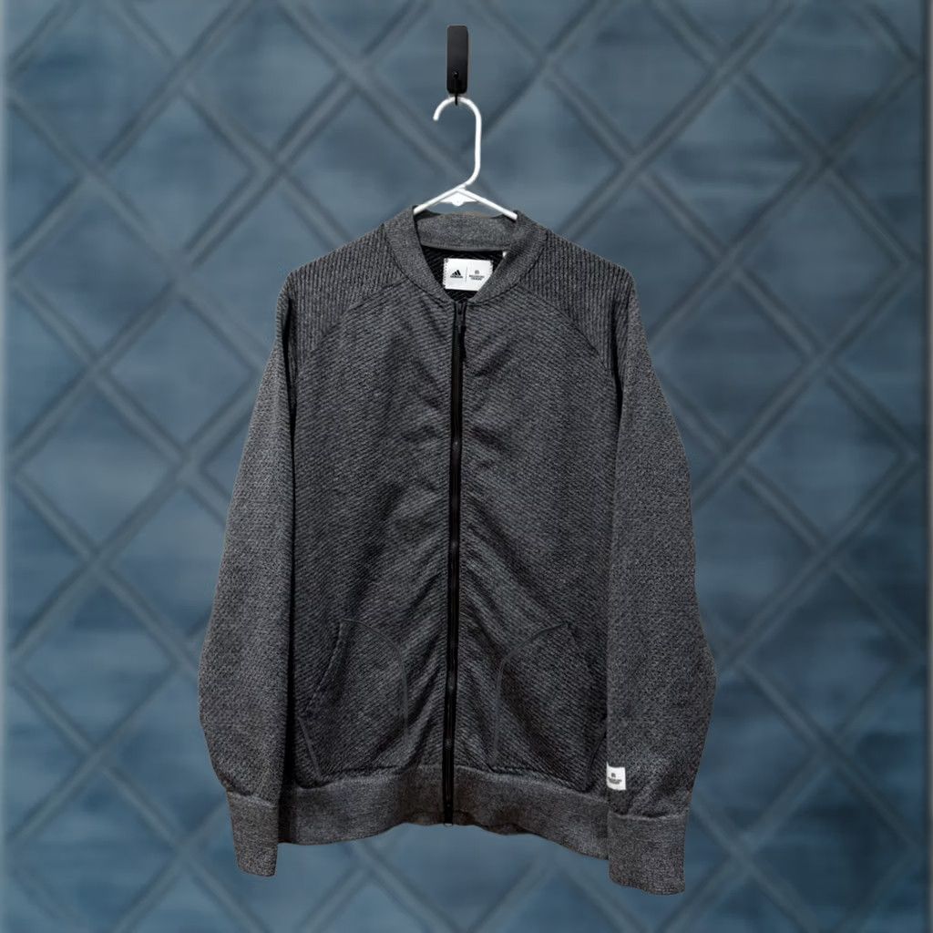 Adidas Adidas Womens Large Bomber Jacket Reigning Champ Primeknit Chevron Stripe Zip Gray Size L / US 10 / IT 46 - 1 Thumbnail