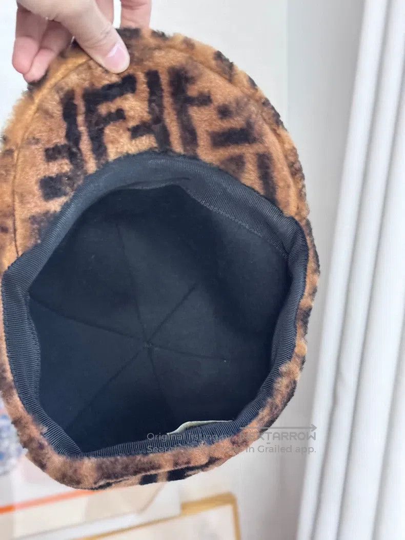 Fendi Fendi size M Double F Monogram Wool Knit Cap, Brown Full Pr Size ONE SIZE - 6 Thumbnail