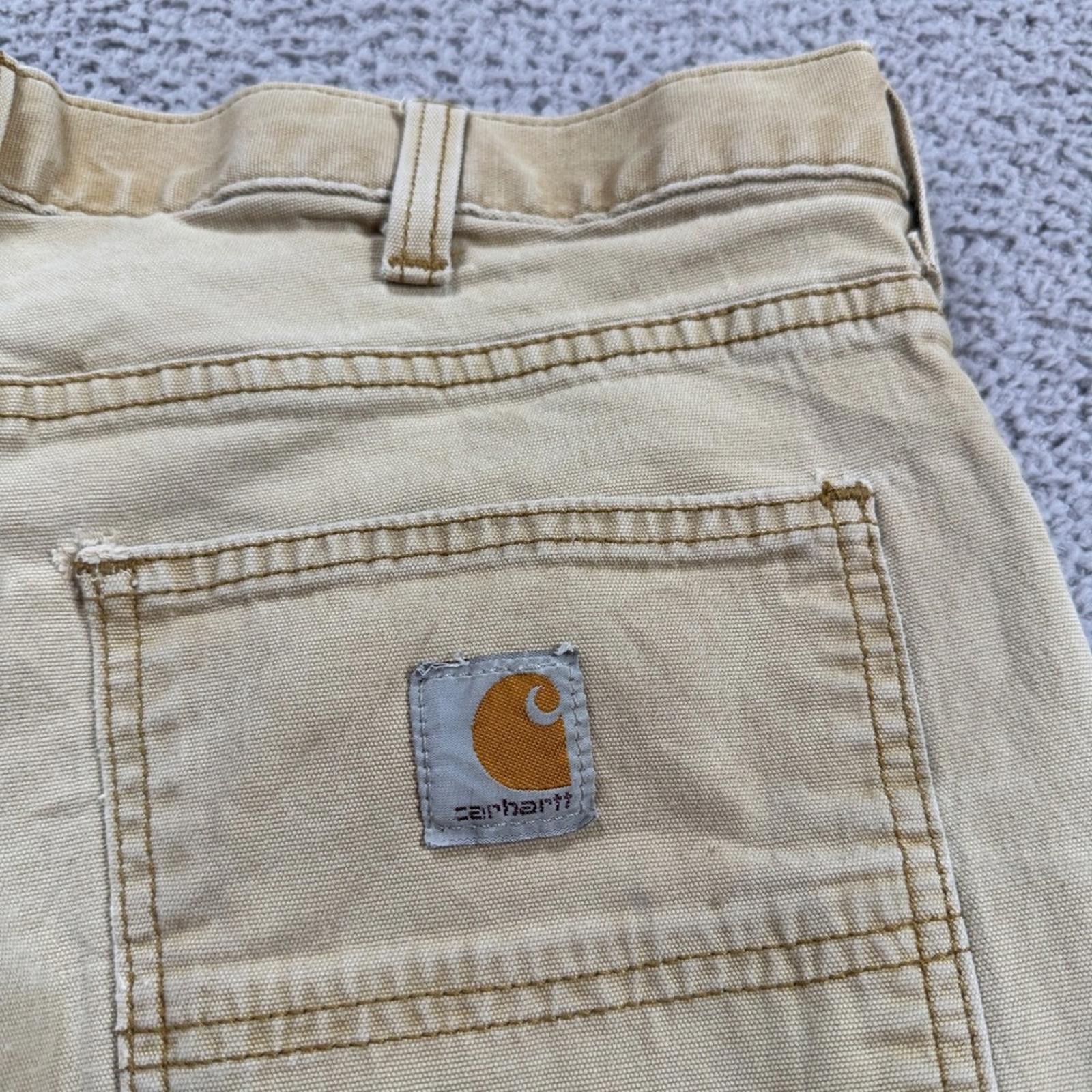 Carhartt Carhartt Mens Relaxed Fit Tan Canvas Work Pants 34x30 Size US 34 / EU 50 - 6 Thumbnail