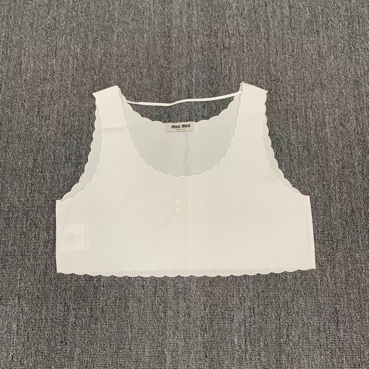 Miu Miu MIU MIU Women's White Embroidered Logo Cami Top EU 40 Size S / US 4 / IT 40 - 1 Thumbnail