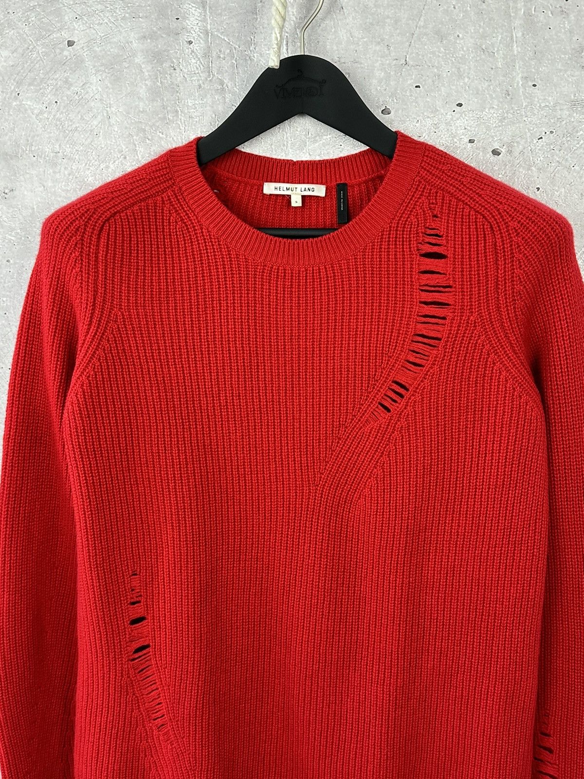 Helmut Lang Helmut Land Distressed Wool Knit Long Sleeve Men’s Sweater Size US M / EU 48-50 / 2 - 2 Thumbnail