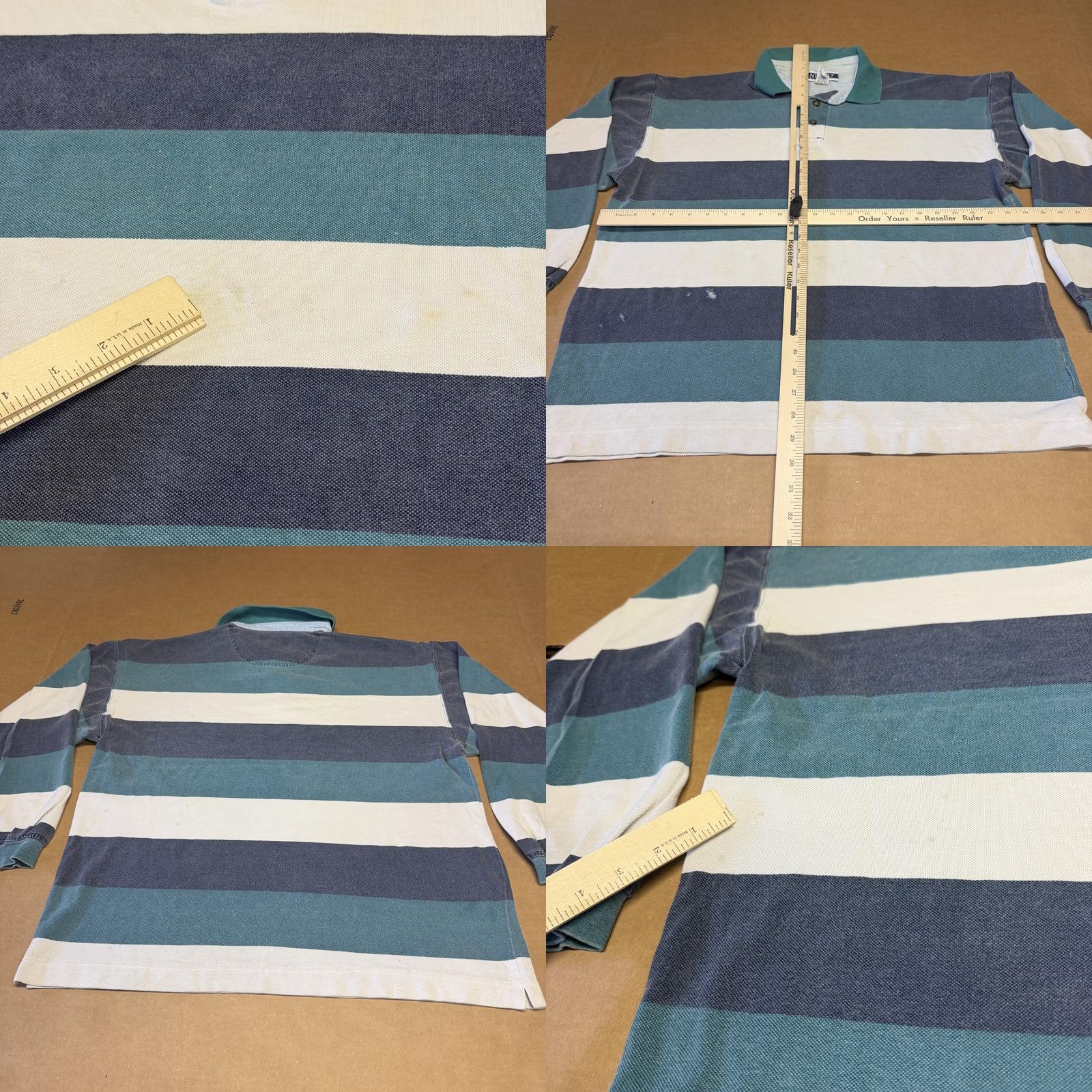 Vintage VINTAGE Nuovo County Seat Polo Shirt Mens L Striped Rugby Cotton Teal Navy 90s Size US L / EU 52-54 / 3 - 9 Thumbnail