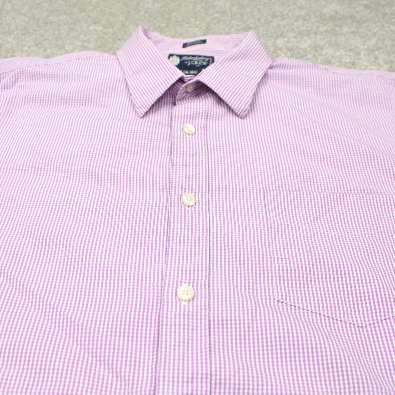 J.Crew J.CREW Shirt Mens Large 16-16 1/2 Pink/White 80s 2 Ply Cotton L/S Check Button-Up Size US L / EU 52-54 / 3 - 4 Thumbnail