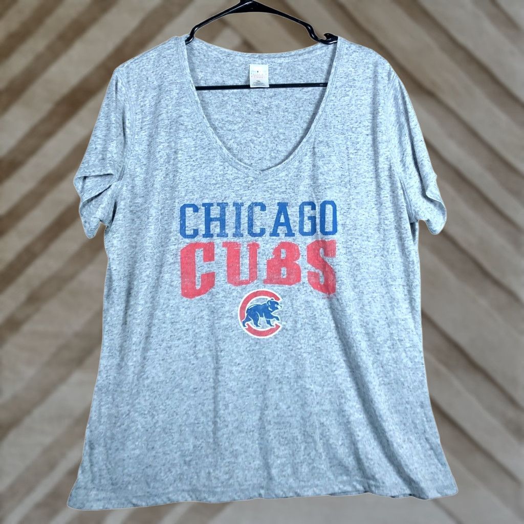 Vintage Genuine Merchandise Womens Shirt Gray V Neck Chicago Cubs Linen Blend 1X Size XL / US 12-14 / IT 48-50 - 1 Thumbnail