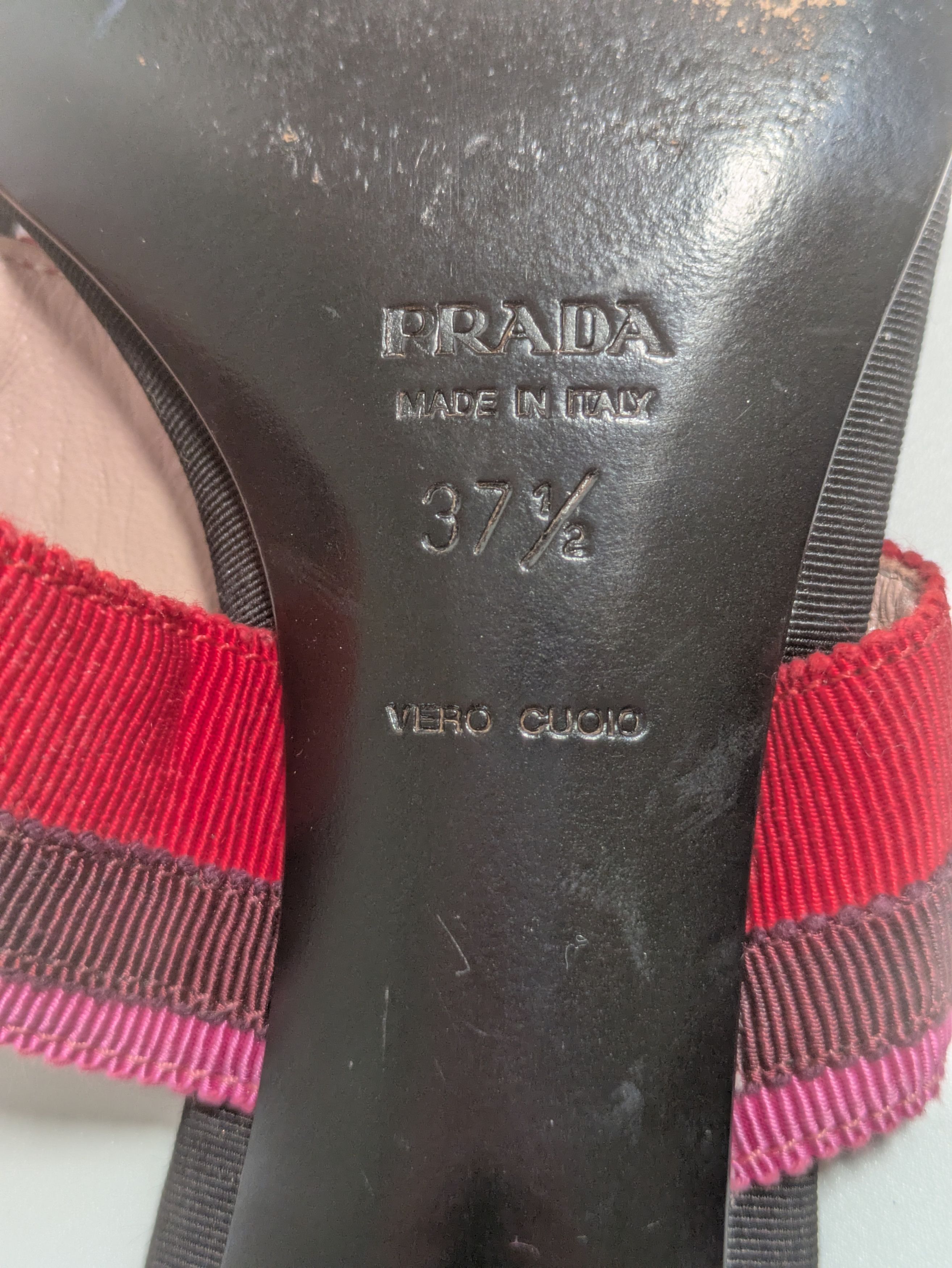 Prada Vintage Prada kitten heel thong sandals with striped bow Size US 6.5 / IT 36.5 - 6 Thumbnail