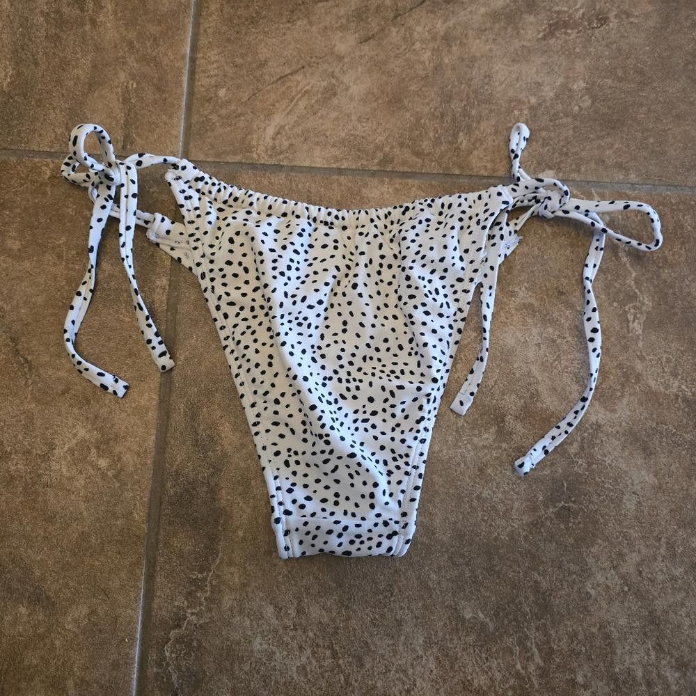 Designer White Black Speckled XHLN Bikini Bottoms Size ONE SIZE - 2 Thumbnail