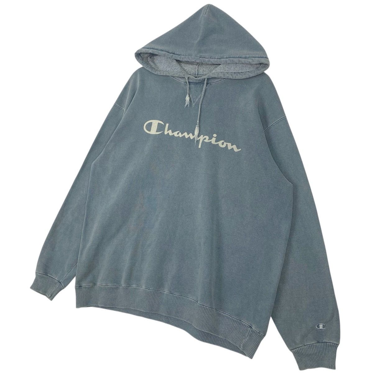 Other Vintage Champion Stonewashed Hoodie Sweater Blue Big Logo Size US L / EU 52-54 / 3 - 2 Thumbnail