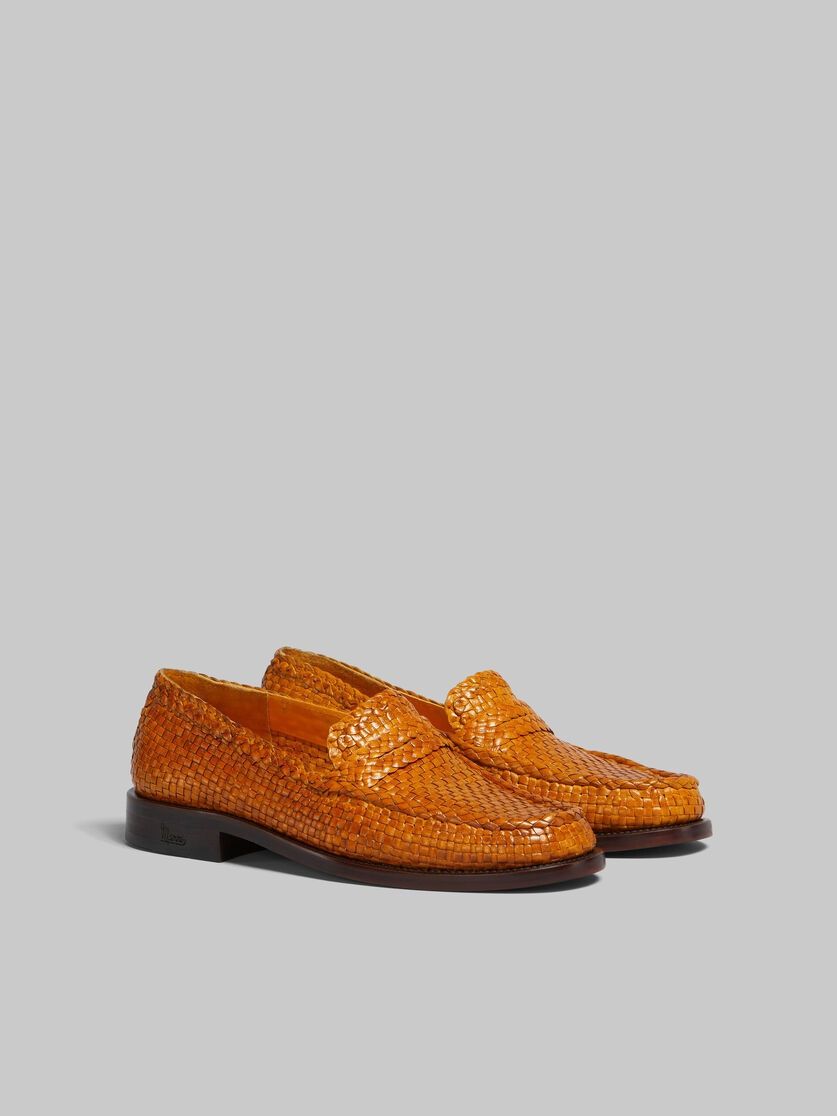oc11z0525 Woven Leather Bambi Loafer in Orange