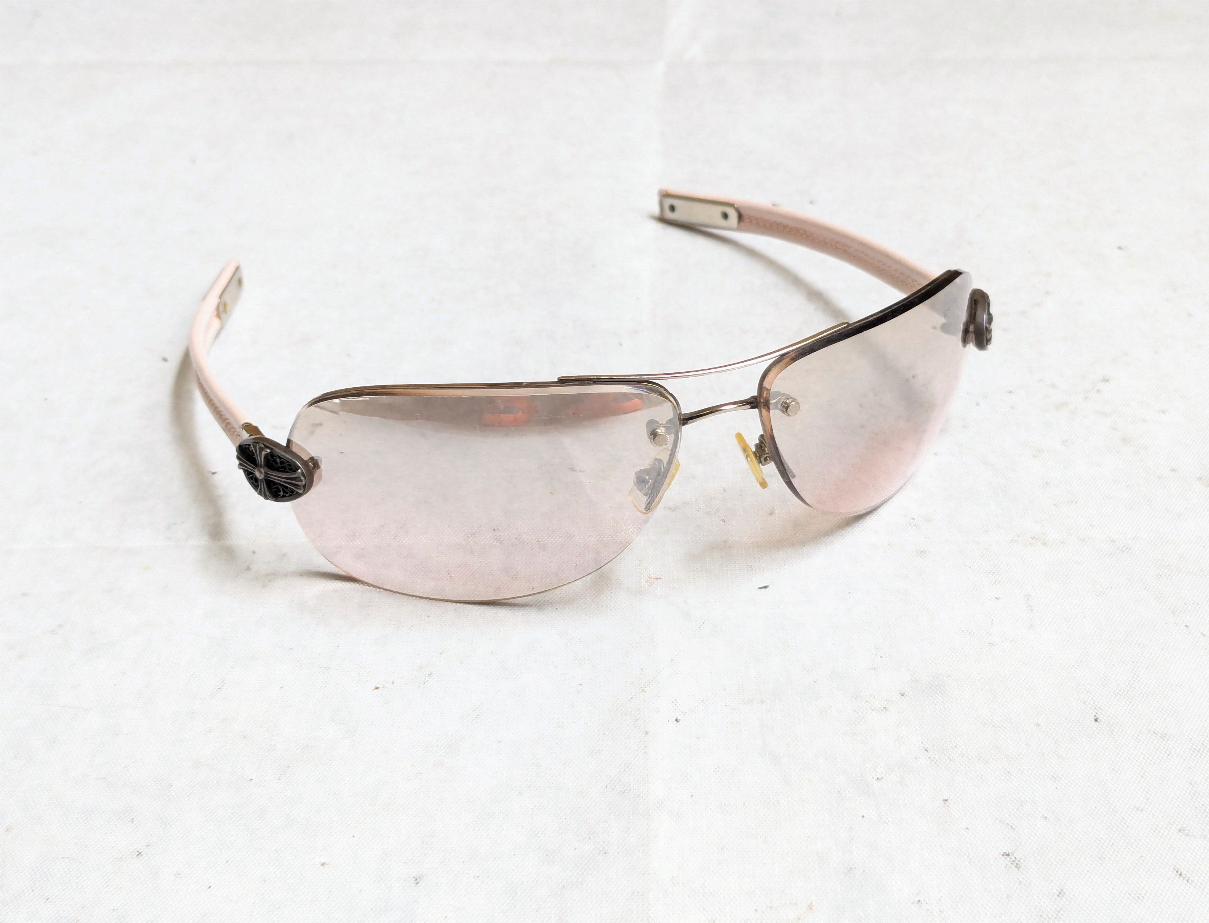 Chrome Hearts Chrome Hearts Classic Oval Sunglasses Pink Leather Sterling Size ONE SIZE - 1 Thumbnail