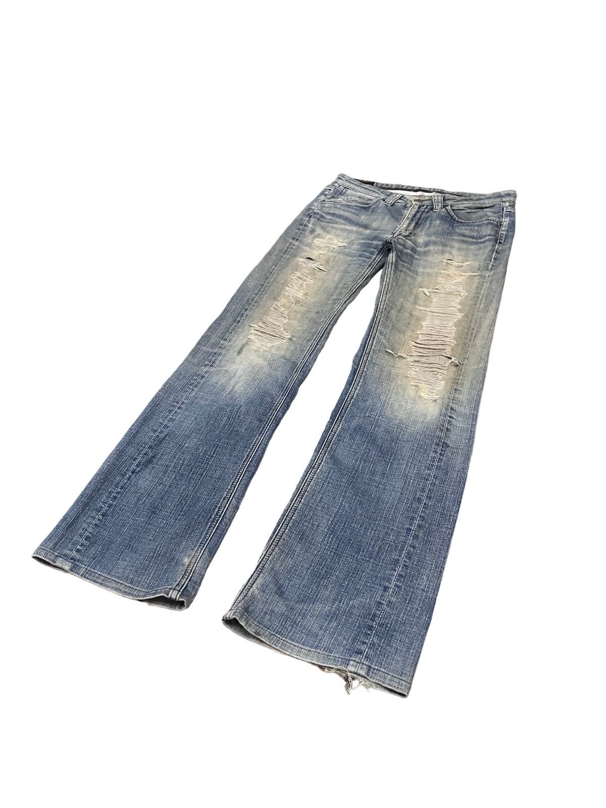 14th Addiction Vintage Denim Craft Flare Mudwash Ripped Distressed Denim Size US 31 - 2 Thumbnail
