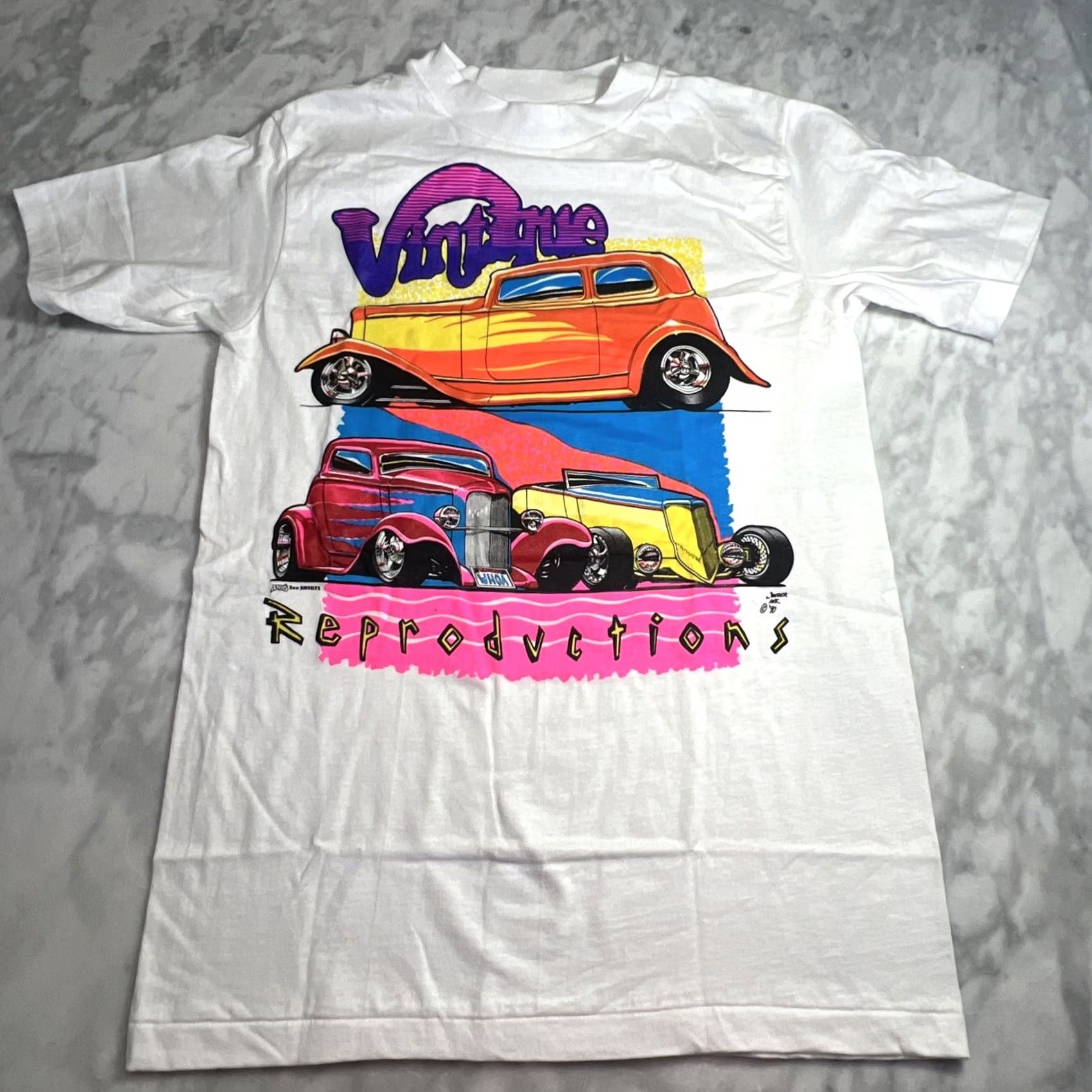 Hanes VINTAGE Hanes Hot Rods T Shirt Sweat Neons USA White Small Short Sleeve Crew Neck Men 1990s Single Stitch Cotton Size US S / EU 44-46 / 1 - 3 Thumbnail