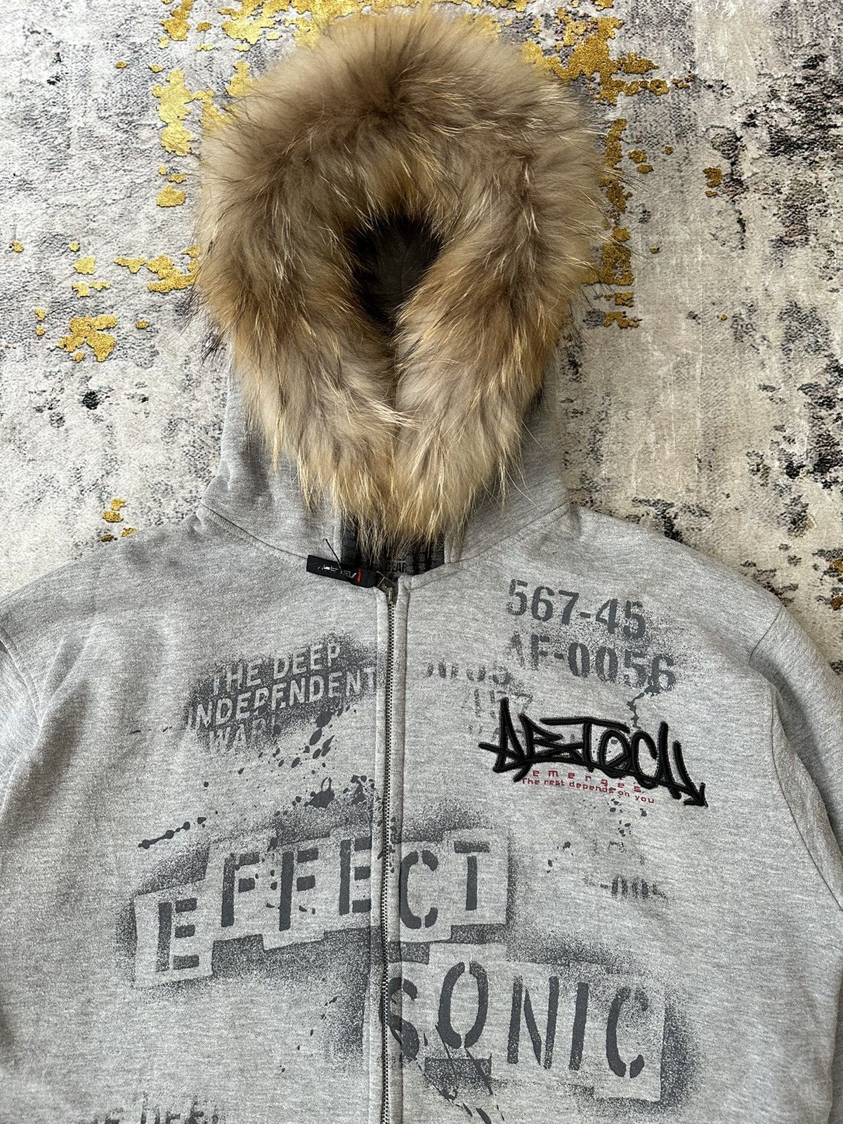 20471120 SICK TRASHED FUR ZIP HOODIE POEM EMBROIDERY IFSIX LGB STYLE Size US XL / EU 56 / 4 - 4 Thumbnail