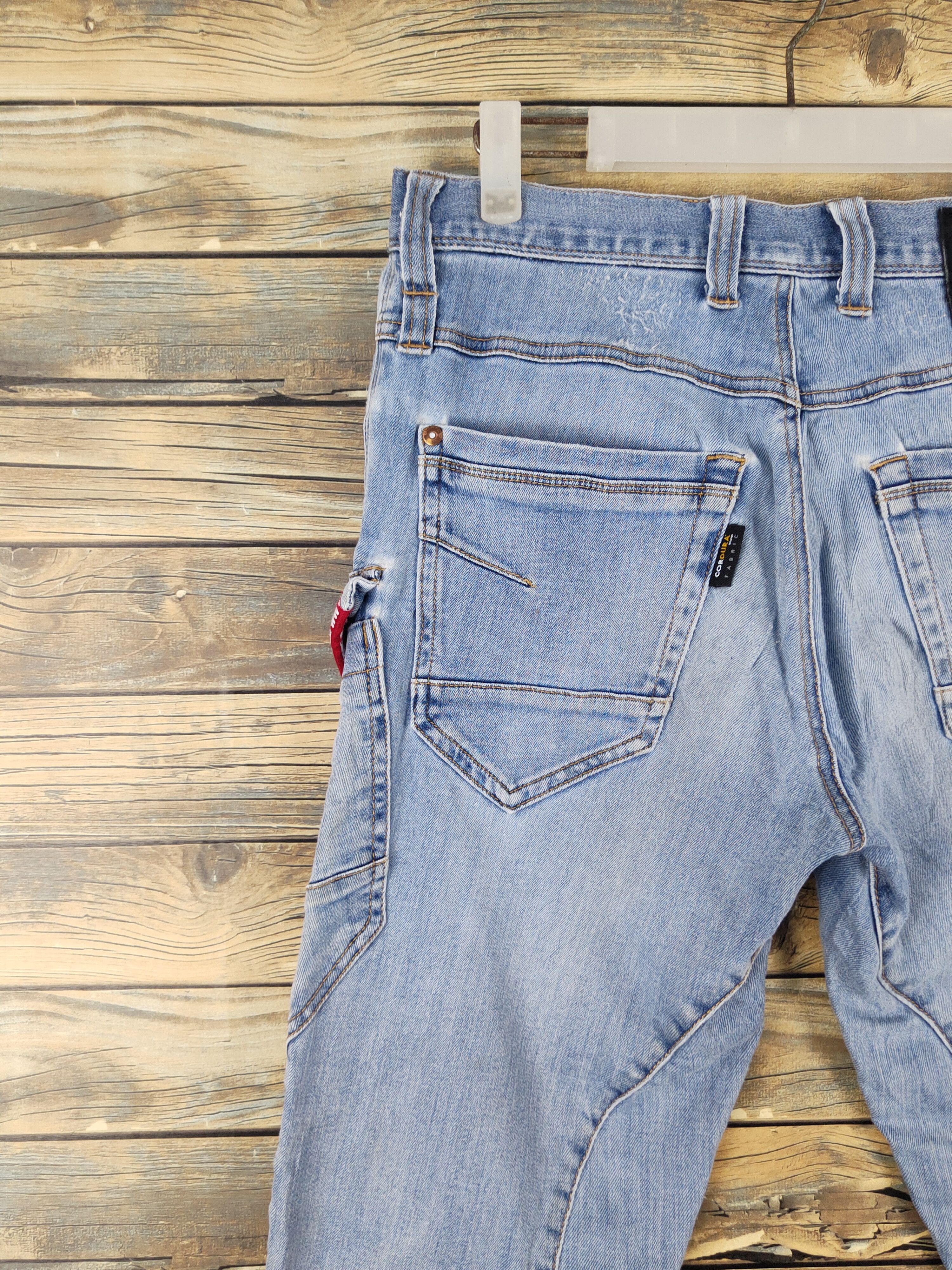 Japanese Brand Burtle Blue Distressed Ripped Soft denim Jeans #W1976 Size US 31 - 10 Thumbnail