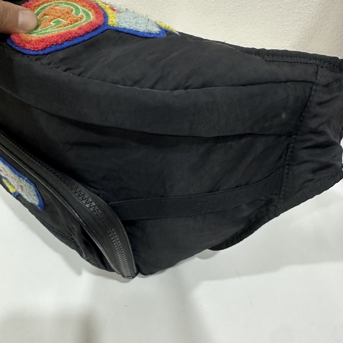 Gucci GUCCI BLACK NYLON TERRY CLOTH 80s LOGO PATCH WAIST BAG 29 Size ONE SIZE - 11 Thumbnail