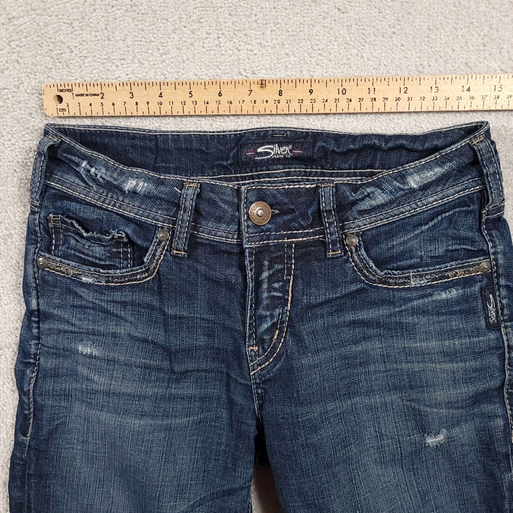 Silver Jeans Co. Silver Jeans SUKI Ankle SLIM Womens Size 28 Blue Denim Jeans Distressed Size 28" / US 6 / IT 42 - 3 Thumbnail