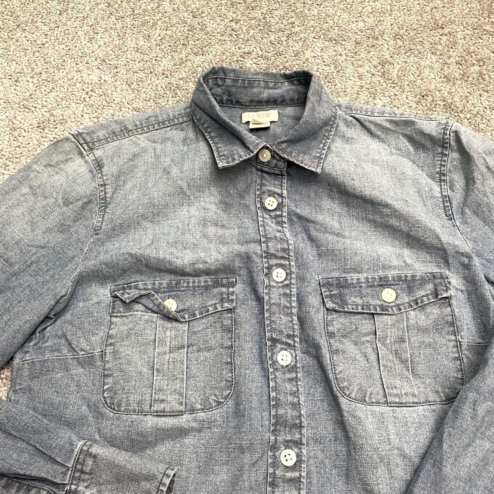 J.Crew J.CREW Button-Up Chambray Shirt Women XXS Blue Pocket Casual Size XXS / US 00 / IT 34 - 3 Thumbnail